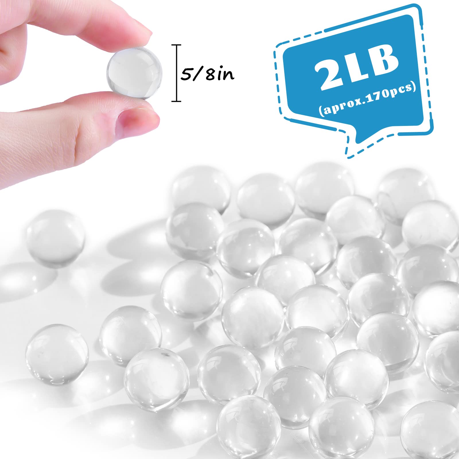 170PCS Clear Glass Marbles for Vase Fillers - DIY Craft, Home Decor & Centerpiece Decorations | Perfect for Wedding, Party, Floral Arrangements & Tabletop Displays