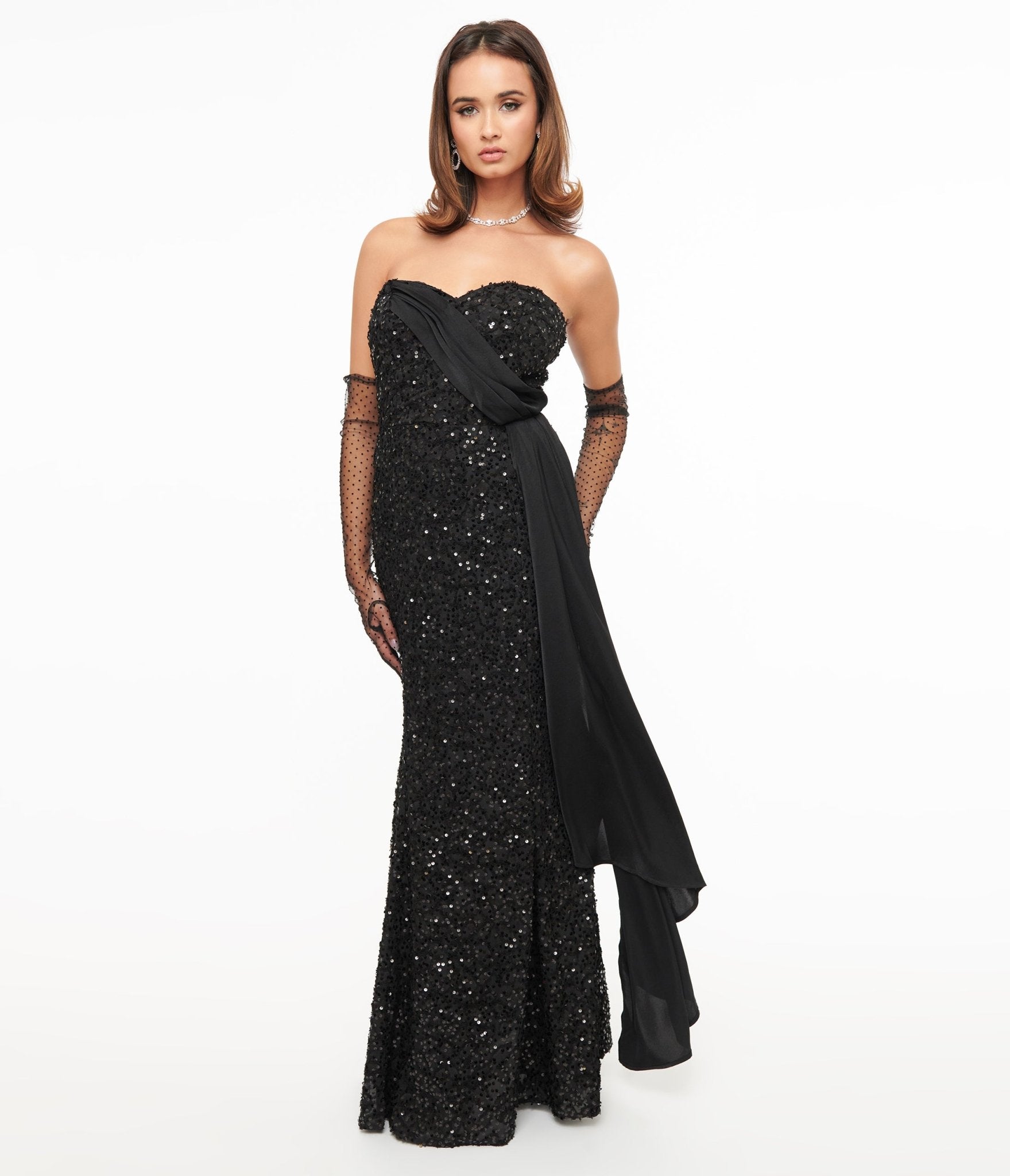 Vintage 1930s Black Sequin Lace Mermaid Dress - Elegant Retro Evening Gown for Cocktail Parties, Weddings & Special Occasions