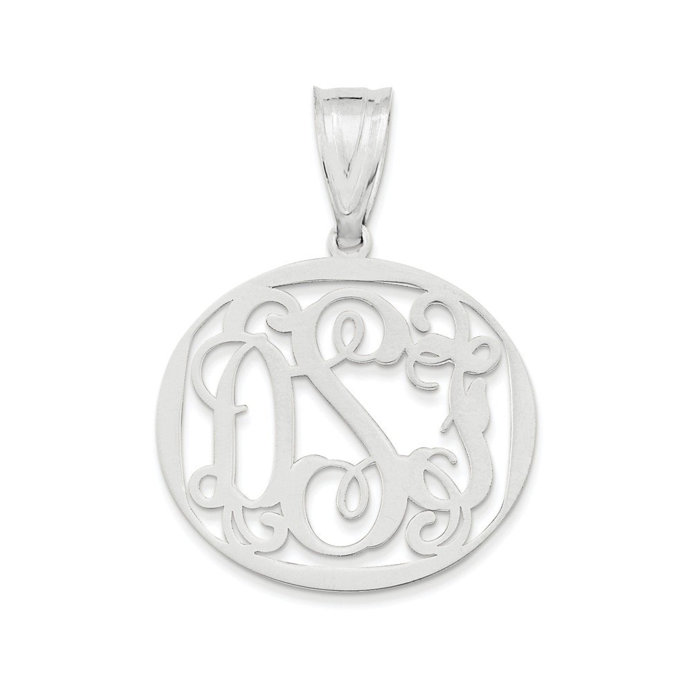10k White Gold Laser-Polished Monogram Circle Pendant Charm - Personalized Jewelry Gift for Women, Engraved Necklace for Anniversary, Birthday & Special Occasions