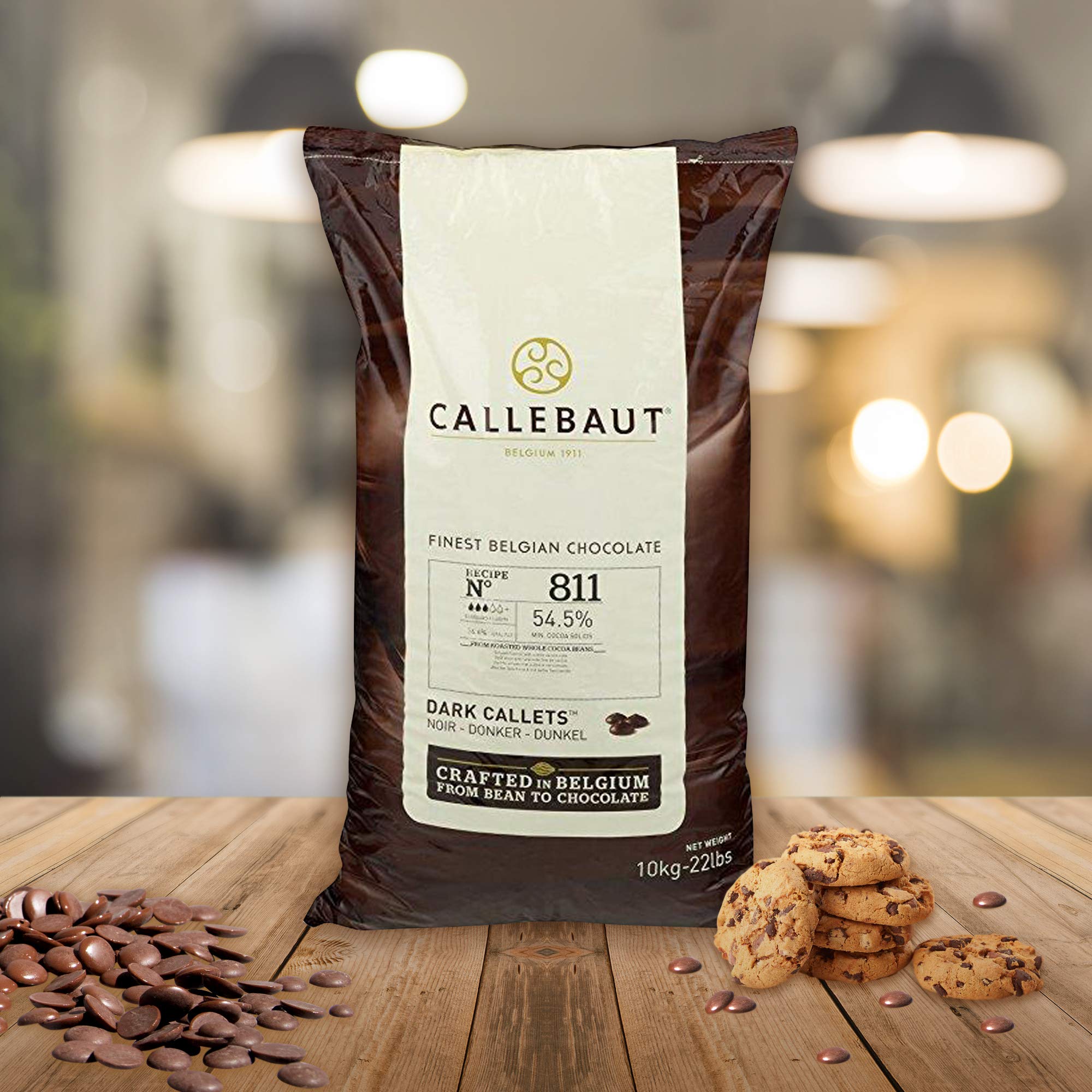 Premium Belgian Dark Baking Chocolate - Callebaut Couverture 54.5% Cacao Semisweet Callets (2-Pack, 5.5 lbs x 2) - Perfect for Professional Baking, Chocolate Making & Gourmet Desserts