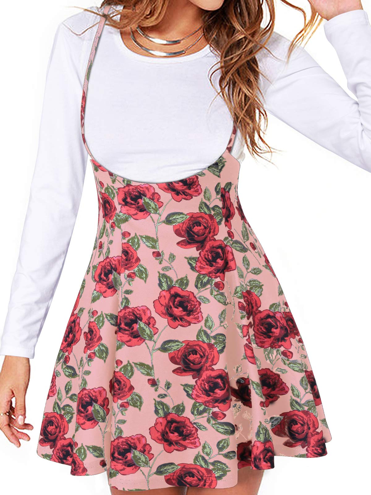 YOINS Women's High Waist Flared Skater Suspender Skirt - Versatile Stretch Denim Overalls Dress for Casual Outings, Date Nights & Retro Fashion