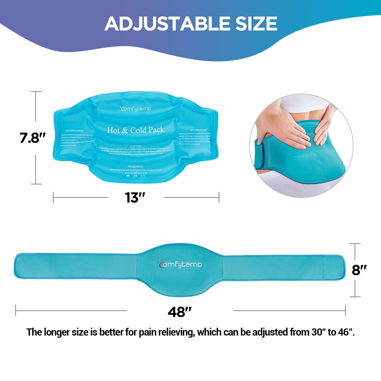 Comfytemp Reusable Gel Ice Pack for Back Pain Relief & Weighted Heating Pad Bundle - Soothe Muscle Aches, Cramps & Injuries at Home, Work or Gym