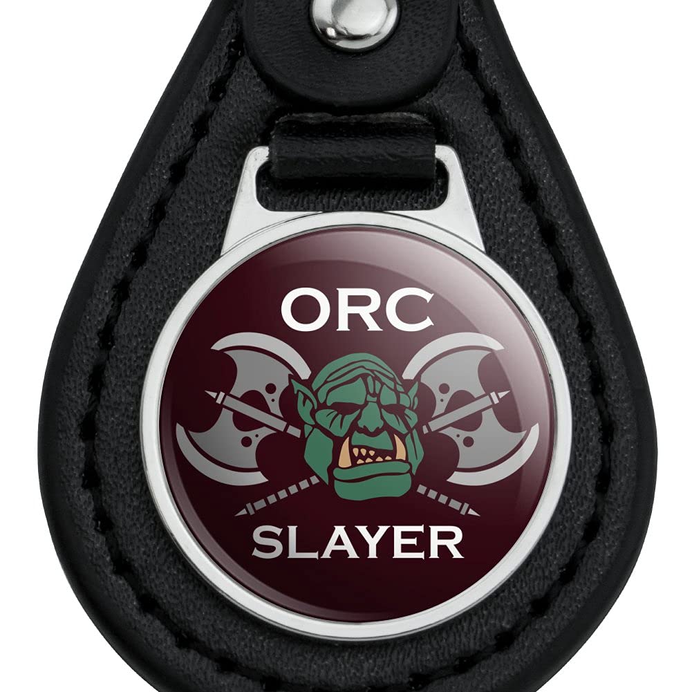 Black Leather Orc Slayer Fantasy RPG Axe Keychain - Perfect for D&D, LARP & Cosplay Accessories | Gothic Gaming Gift for Tabletop RPG Players