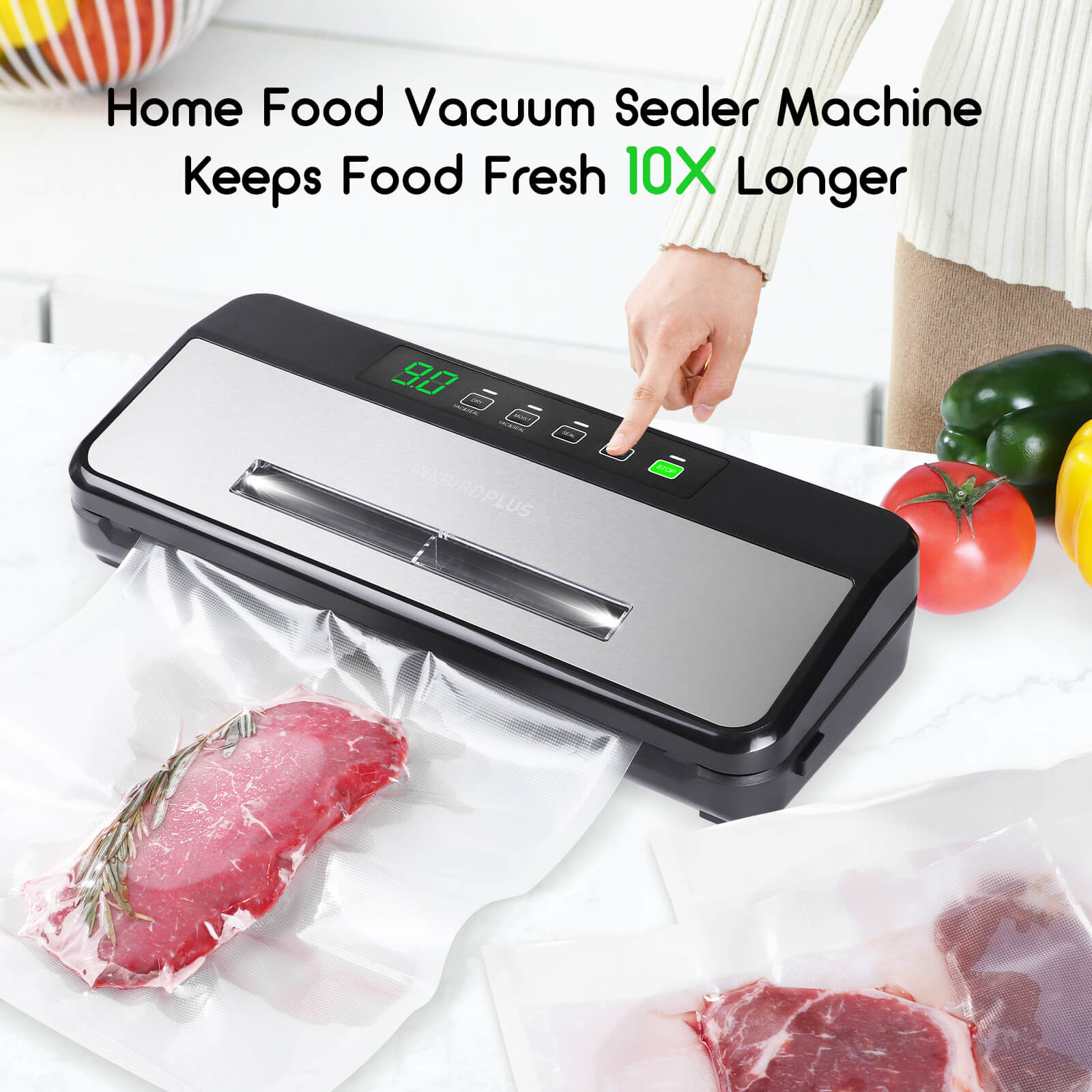 INK VS03 Vacuum Sealer Machine for Food Preservation | Compact & Efficient | Perfect for Meal Prep, Sous Vide, and Long-Term Food Storage