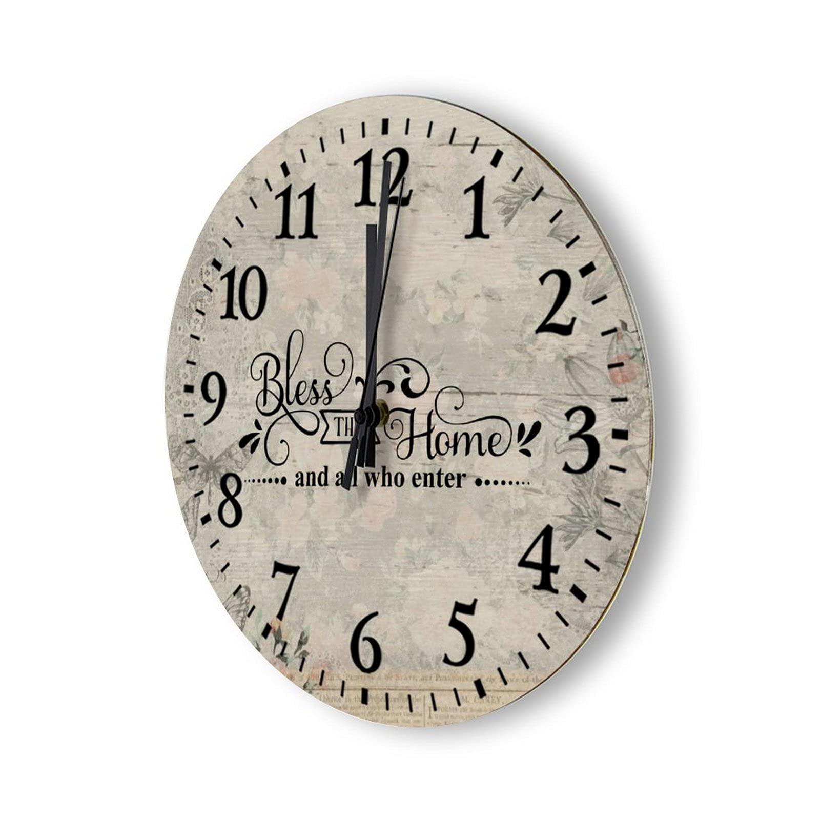 15 Inch Wooden Wall Clock - Silent Non-Ticking Battery Operated Rustic Home Decor with 