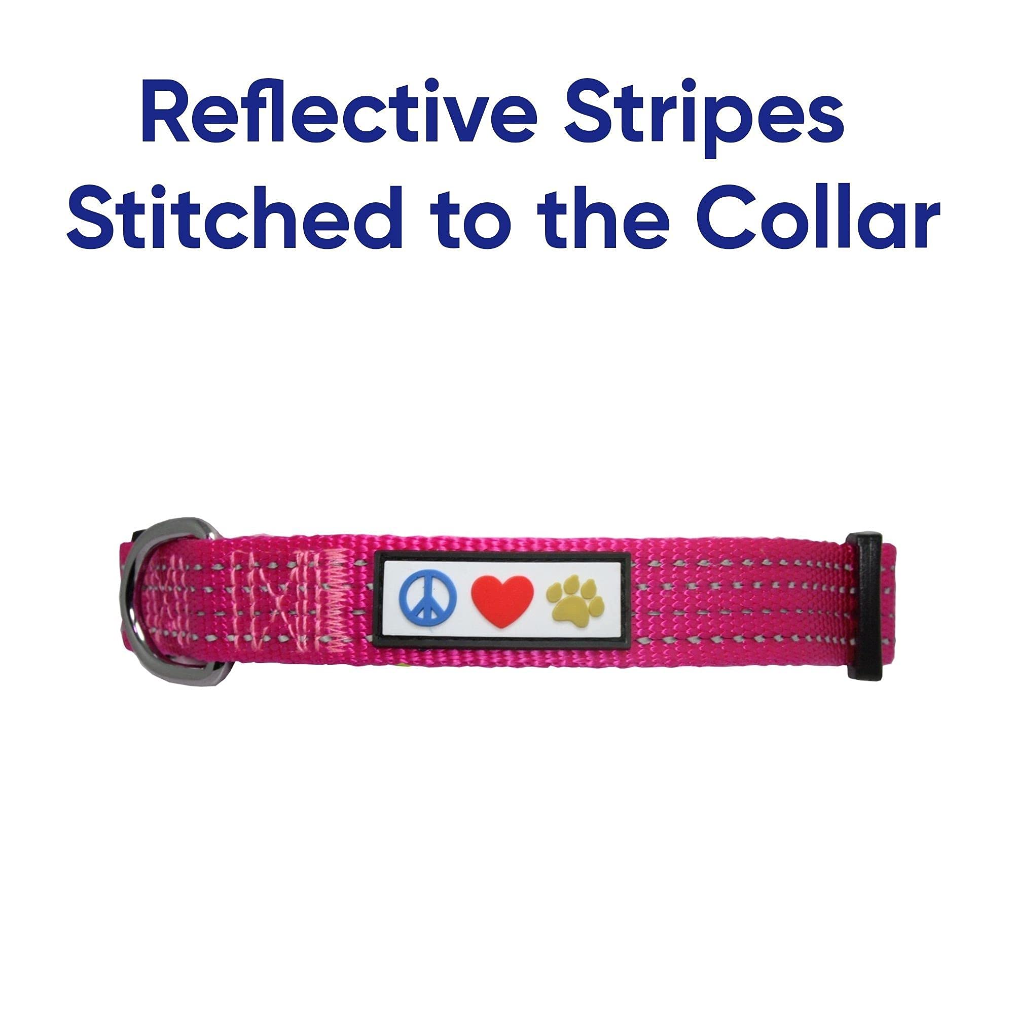 Pawtitas Reflective Dog Harness, Collar & Leash Set - Small & XS Sizes, Pink | High Visibility Safety Gear for Night Walks, Jogging & Outdoor Adventures
