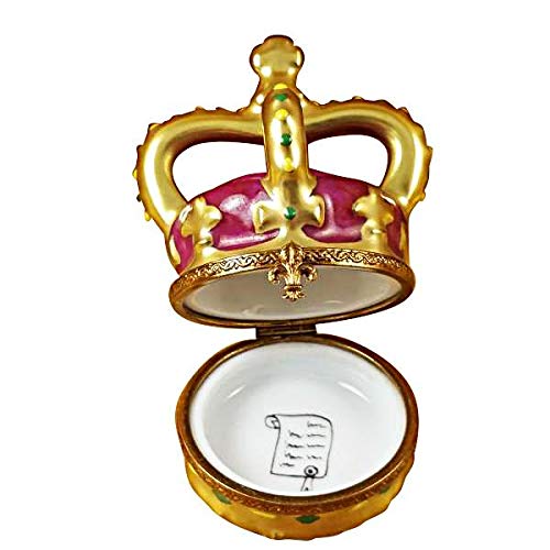 Exquisite Hand-Painted Tall Crown Limoges Box - French Porcelain Jewelry Trinket Box - Perfect for Collectors, Gift Giving & Home Decor