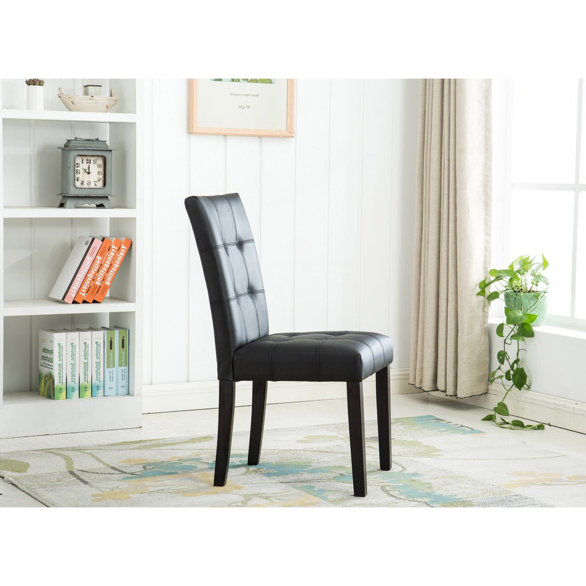 Athene Genuine Leather Match Chair Set of 2 - Modern Living Room Dining Chairs for Home Office & Entertainment Spaces