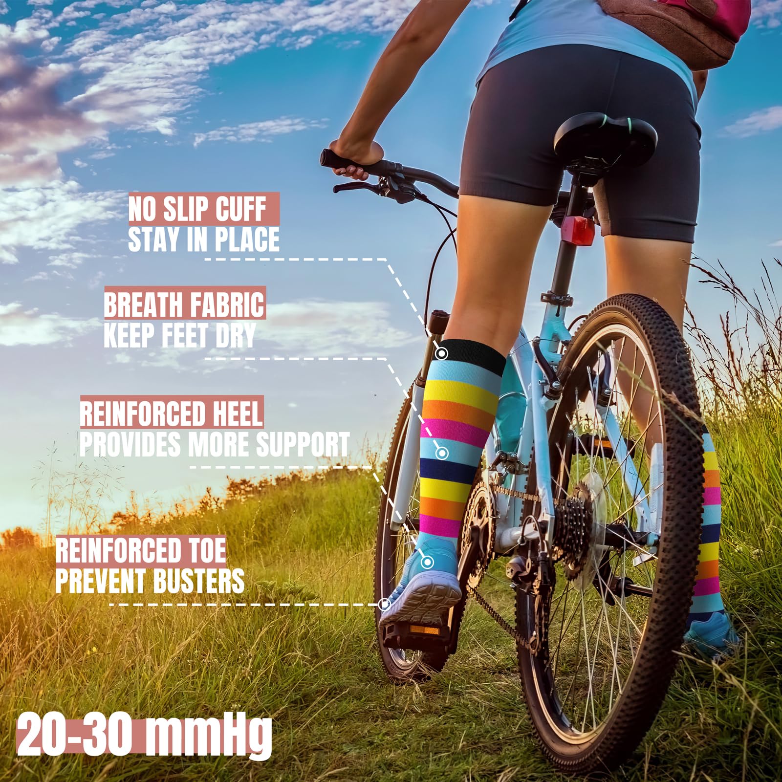 Bropite 8 Pairs Compression Socks for Women & Men (20-30 mmHg) - Best for Running, Nursing, Travel, Yoga - Improve Blood Circulation & Reduce Swelling - Perfect for Athletes, Nurses & Frequent Flyers
