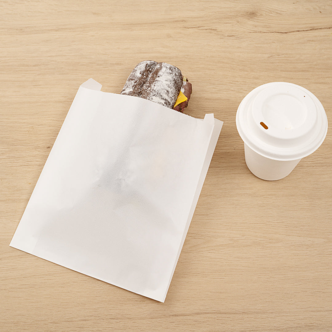 Eco-Friendly White Paper Sandwich & Snack Bags - Silicone Coated, 7