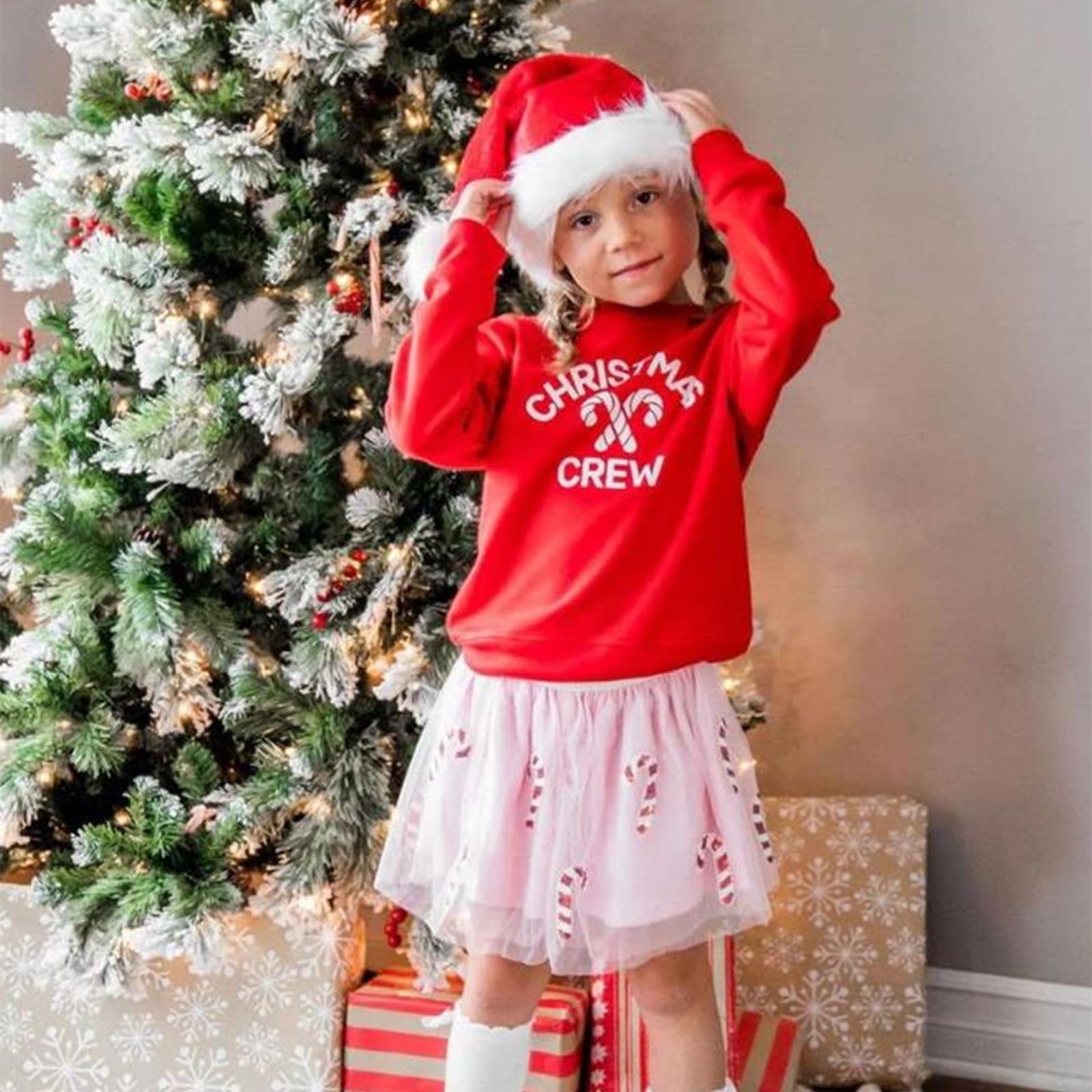 BemeyourBBs Toddler Girl Christmas Outfit - Baby Girl Crewneck Sweatshirt & Tutu Skirts Set - Cute Holiday Party Dress for Little Girls - Perfect for Christmas Photos, Family Gatherings & Festive Celebrations