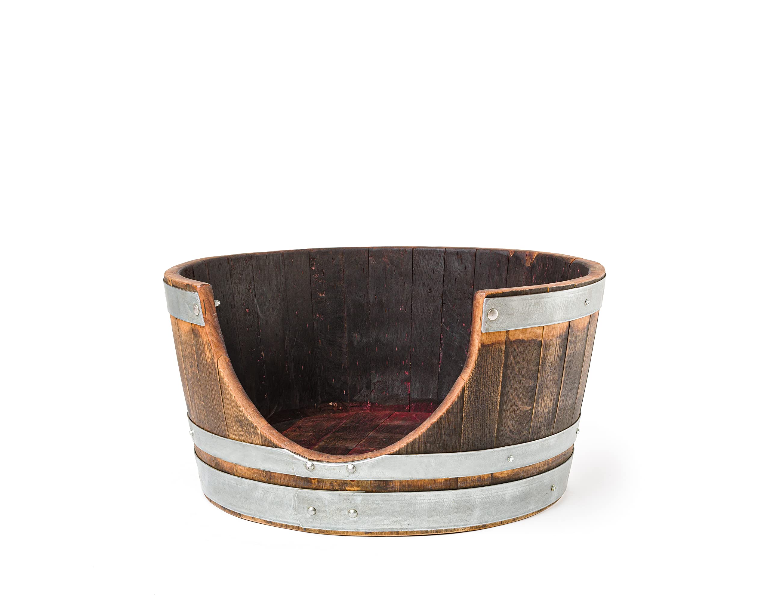 Handcrafted Wine Barrel Dog Bed - Rustic Wooden Pet Bed for Small to Medium Dogs - Perfect for Home, Living Room, or Outdoor Use