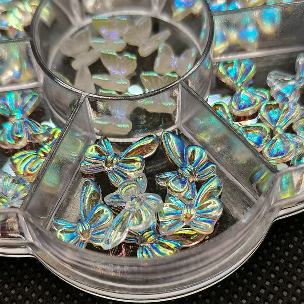 AKOAK 42-Piece Holographic 3D Butterfly Acrylic Nail Art Charms - DIY Nail Art Decorations for Girls, Women - Perfect for Nail Salons, Parties, and Special Occasions