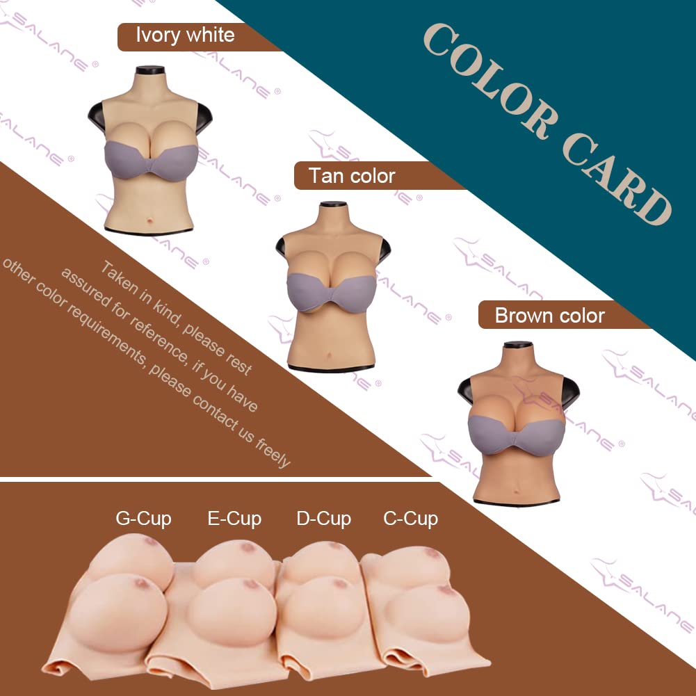 Premium C-G Cup Half-Body Silicone Breast Plates for Drag Queens, Crossdressers & Transgender - Realistic Breast Forms for Cosplay, Theater & Gender Affirmation