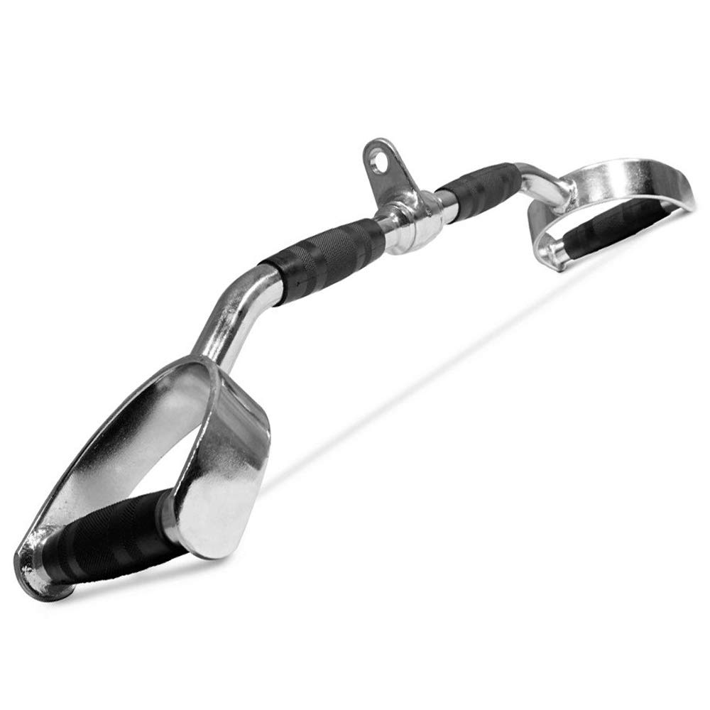 Fitness Maniac Home Gym Cable Attachment Handle - Heavy Duty Chrome Press Down Bar for Strength Training & Workouts - Perfect for Home Gym, CrossFit, and Functional Fitness Exercises
