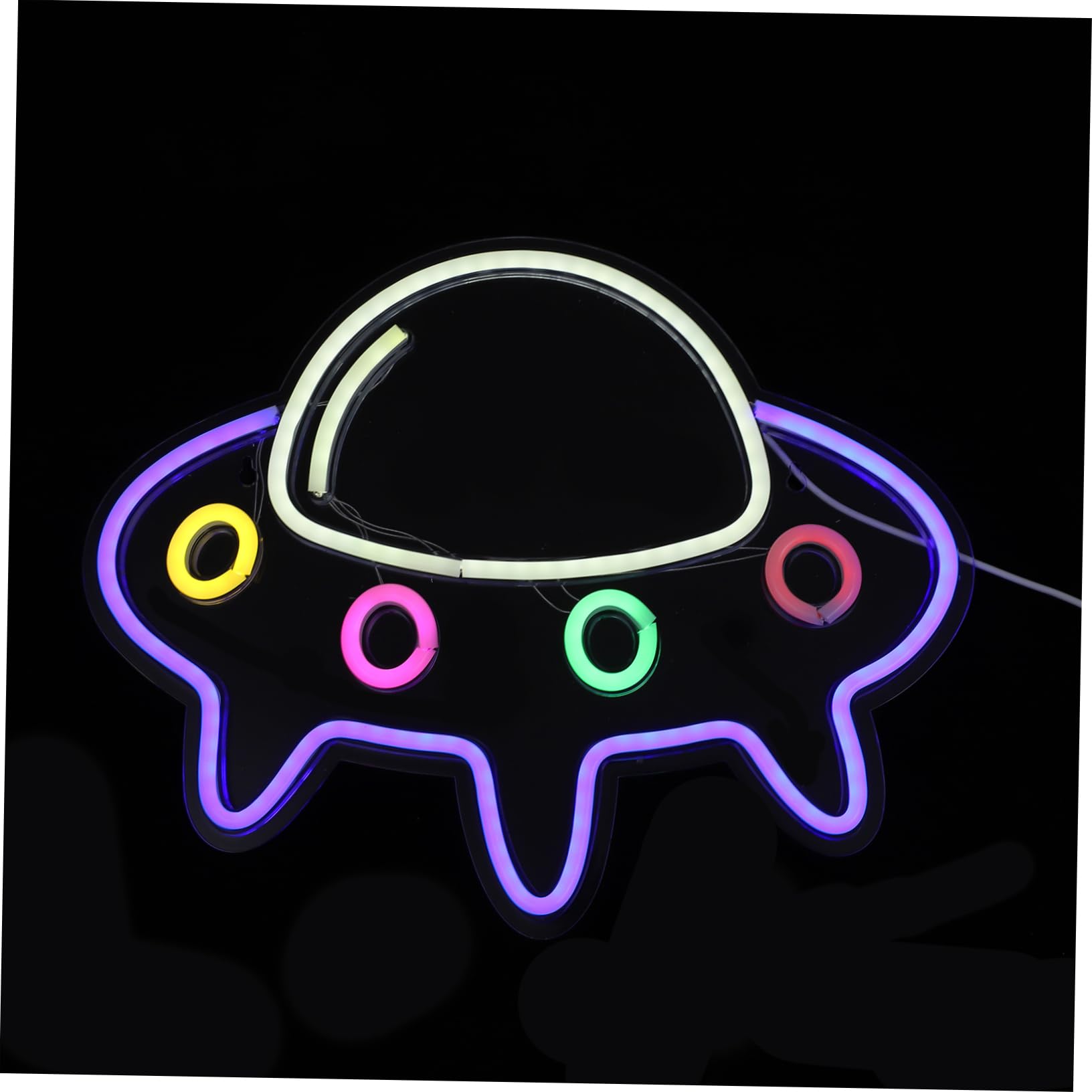 HEMOTON LED Neon Spaceship Night Light - USB Powered Kids Room Decor for Boys & Girls | Bedroom, Nursery, Game Room Lighting