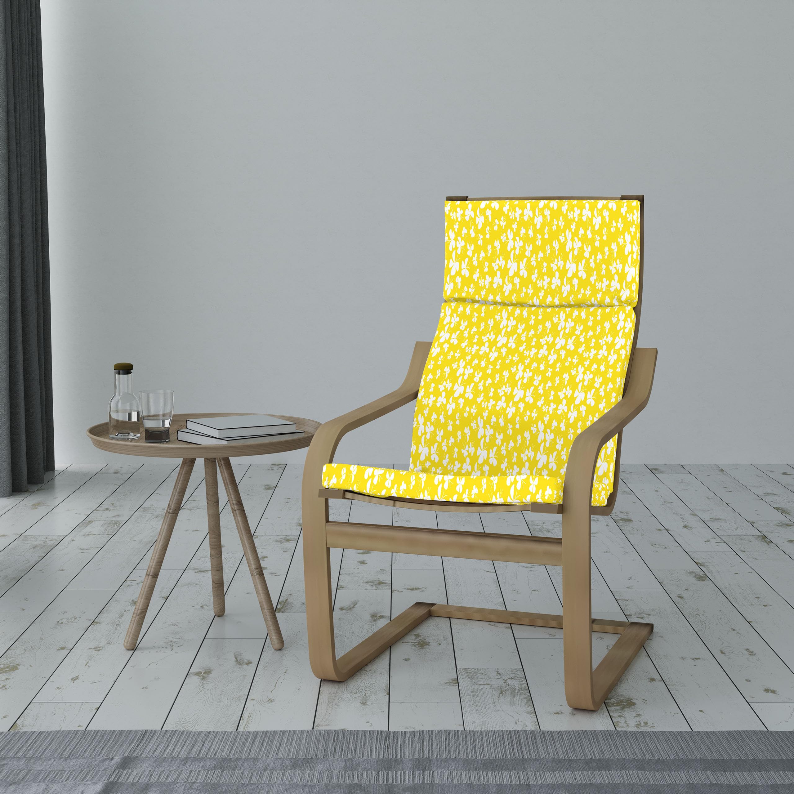 Ambesonne Yellow White Armchair Slipcover - Butterfly Design for Home Decor