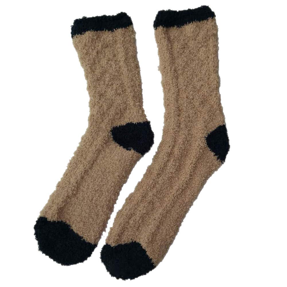 YASSUN Cozy Home Sleeping Socks - Non-Slip Carpet Floor Socks for Women & Men - Free Size (Purple & Khaki, 2 Pairs) - Perfect for Winter, Bedtime & Indoor Comfort