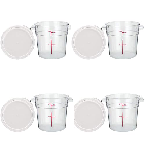 Tiger Chef 1 Quart Clear Polycarbonate Food Storage Containers with Lids - Commercial Grade Round Meal Prep Containers for Restaurant, Kitchen & Home Use