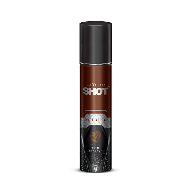 Layer'r Shot Body Spray for Men - 4 Pack (20ml Each) | Rockstar, Dark Cocoa, Emperor & Stallion Fragrances | Long Lasting Deodorant Spray | Perfect for Gym, Office, Travel & Daily Use | Great Gift for Him