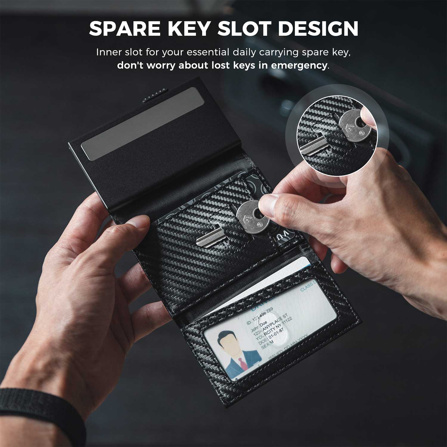 RFID Blocking Minimalist Men's Wallet with Coin Pocket & Key Holder - Slim Bifold Wallet for Cash, Cards & Spare Keys | Perfect for Travel, Work & Everyday Use
