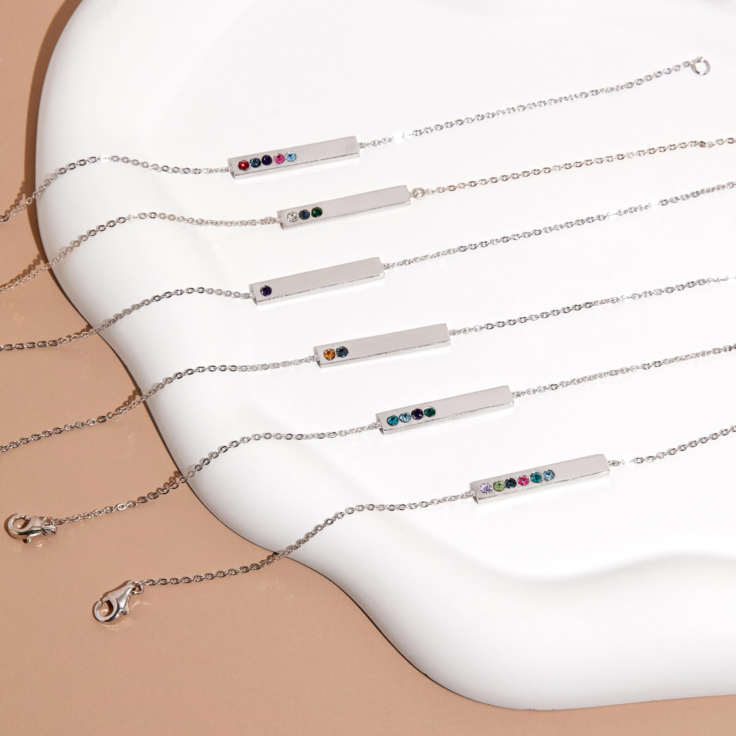 EVE'S ADDICTION Custom Birthstone Bar Bracelet for Women - Personalized Silver Birthstone Jewelry - Meaningful Gift for Mom, Wife, Daughter - Perfect for Mother's Day, Birthday & Anniversary Gifts