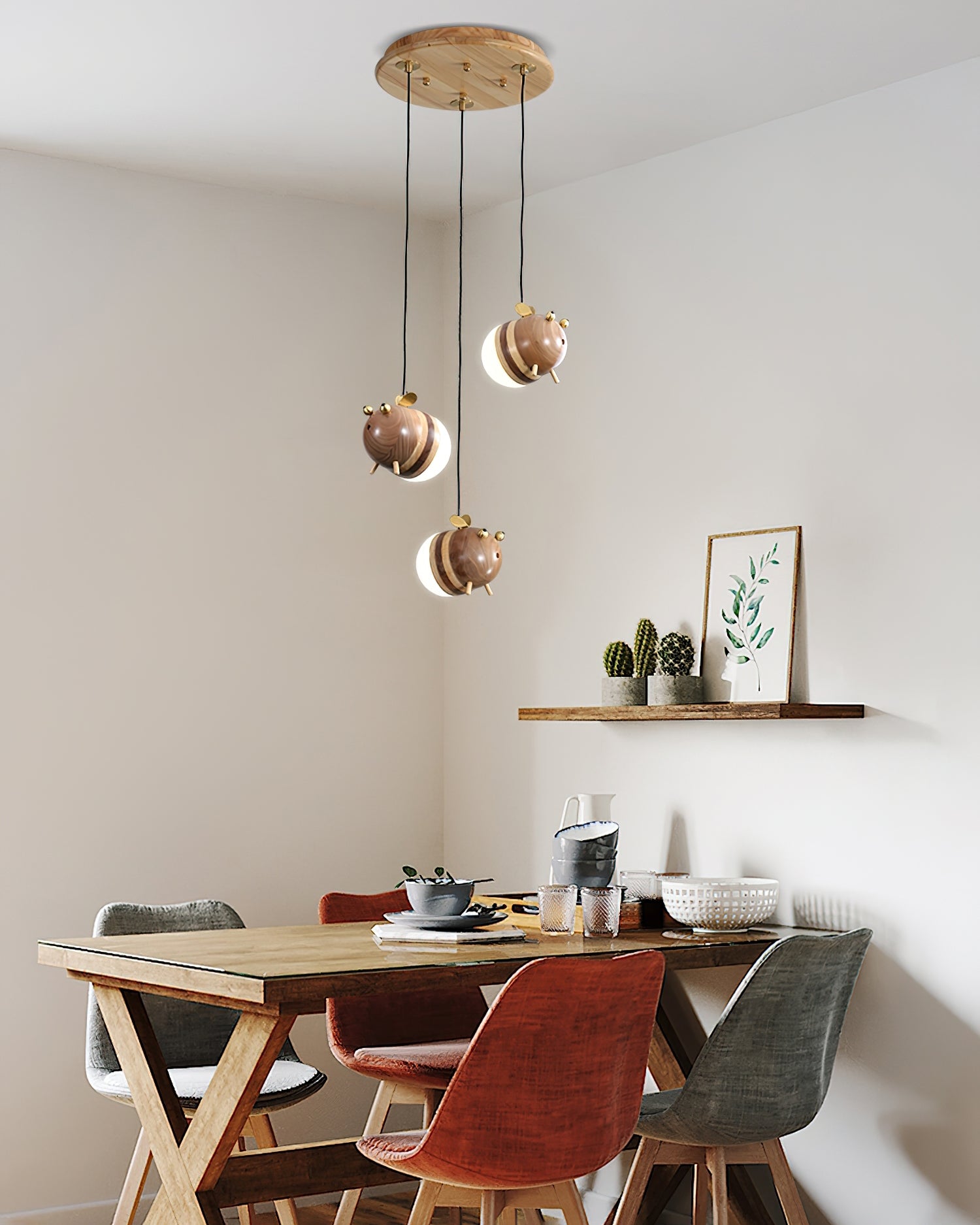 Little Bee Pendant Light - Modern Honeycomb Design Ceiling Lamp for Bedroom, Living Room & Kitchen | Dimmable LED Hanging Light Fixture with Warm White Light