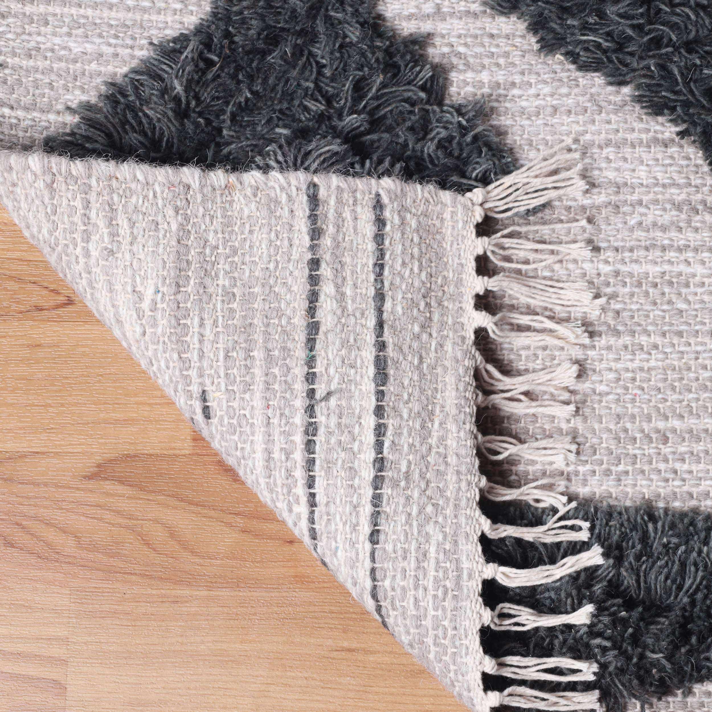 Bohemian Wool Geometric Medallion Fringe Rug - Handmade Indoor Area Carpet or Runner for Living Room, Bedroom & Boho Home Decor
