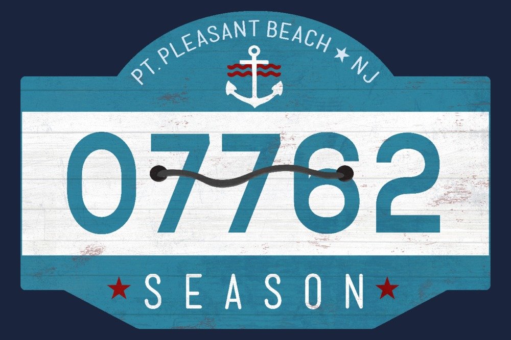 Premium 12x18 Metal Beach Tag Wall Art - Pt. Pleasant New Jersey Coastal Decor, Aluminum Gallery Quality Sign for Beach House, Shore Home & Vacation Rental Decor