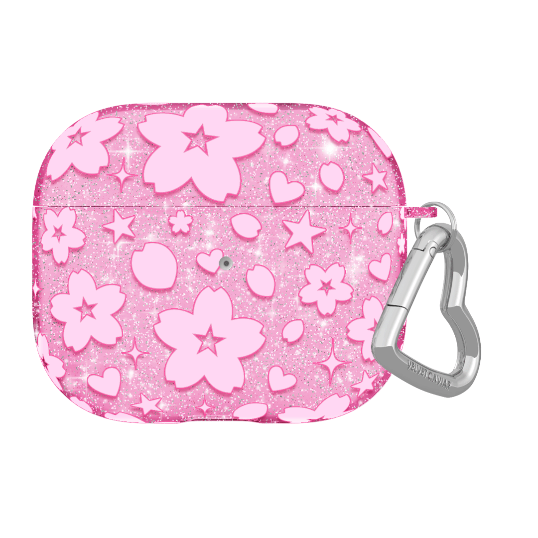 Cherry Blossom Glitter AirPod Case - Cute Pink Floral Design Protective Cover for Apple AirPods 1/2/3/Pro - Perfect Gift for Women & Girls, Great for Spring Outfits & Travel Accessories