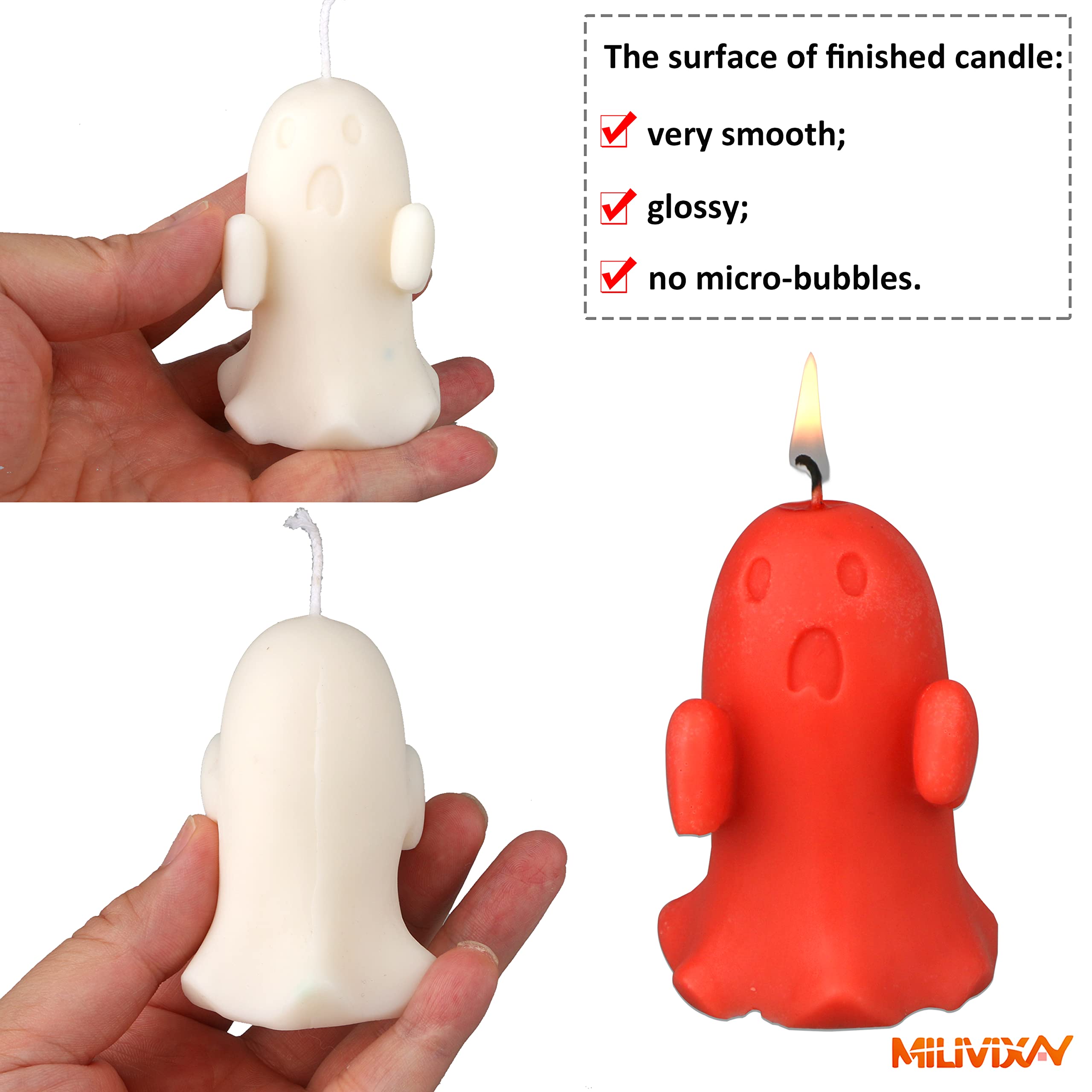 Premium MILIVIXAY Ghost Silicone Molds for Resin Casting - Halloween Candle Molds, DIY Home Decor & Craft Projects - Perfect for Spooky Decorations, Resin Art, and Seasonal DIY Crafts