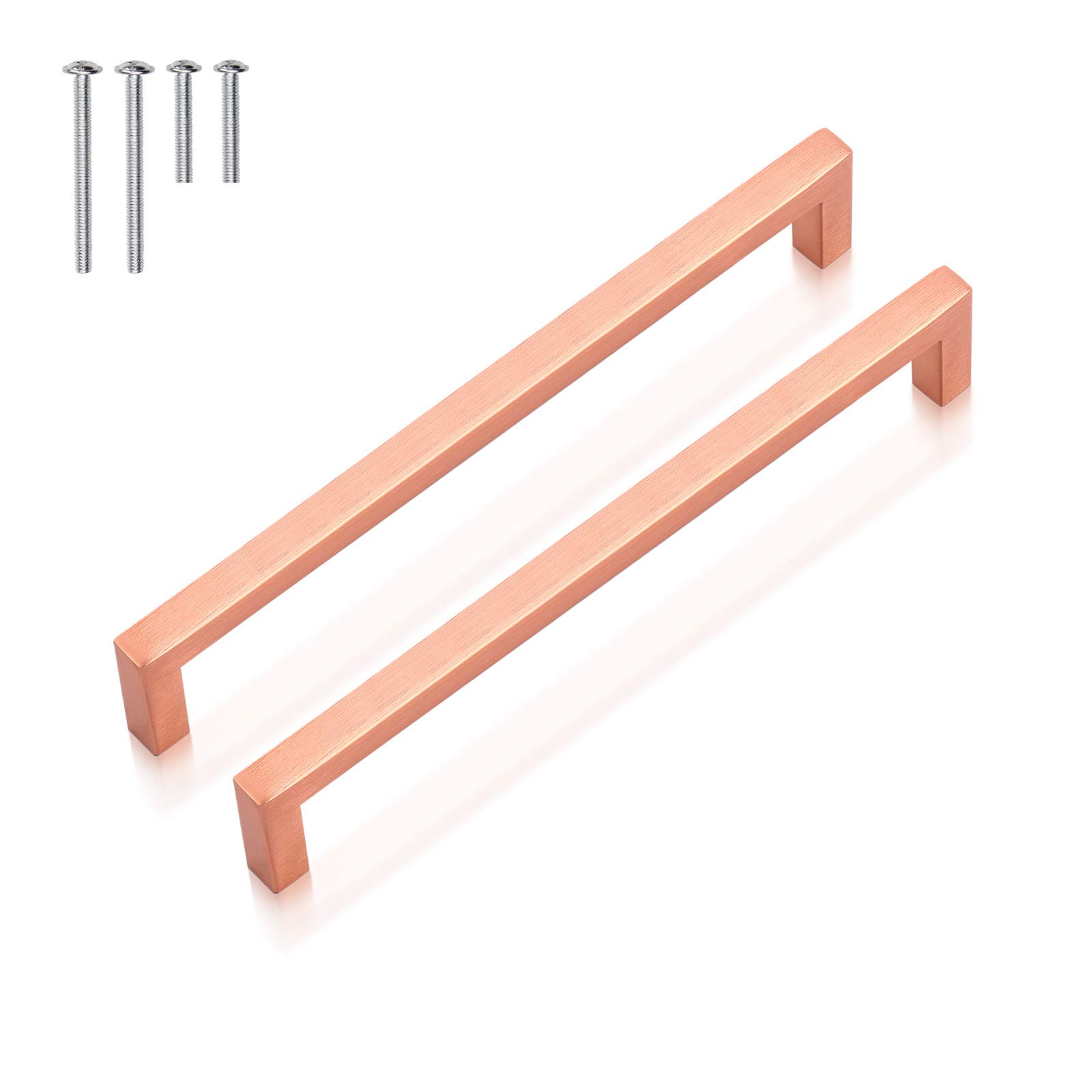 30 Pack Stainless Steel Kitchen Cabinet Handles - 8.8 Inch Hole Centers Rose Gold Drawer Pulls - Modern Square Cabinet Hardware for Home & Office (Perfect for Kitchen Renovation & Furniture Upgrade)