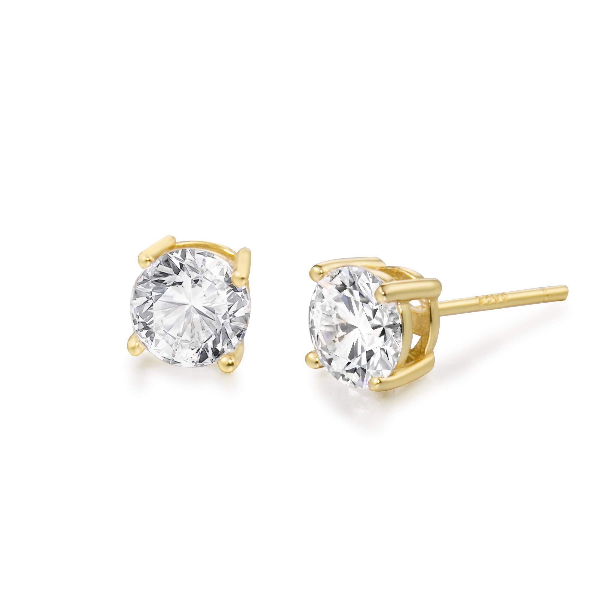 S.Leaf Cubic Zirconia Stud Earrings for Women - Hypoallergenic Sterling Silver Flat Back Earrings with Diamond-Like Sparkle | Perfect for Everyday Wear, Weddings, and Special Occasions