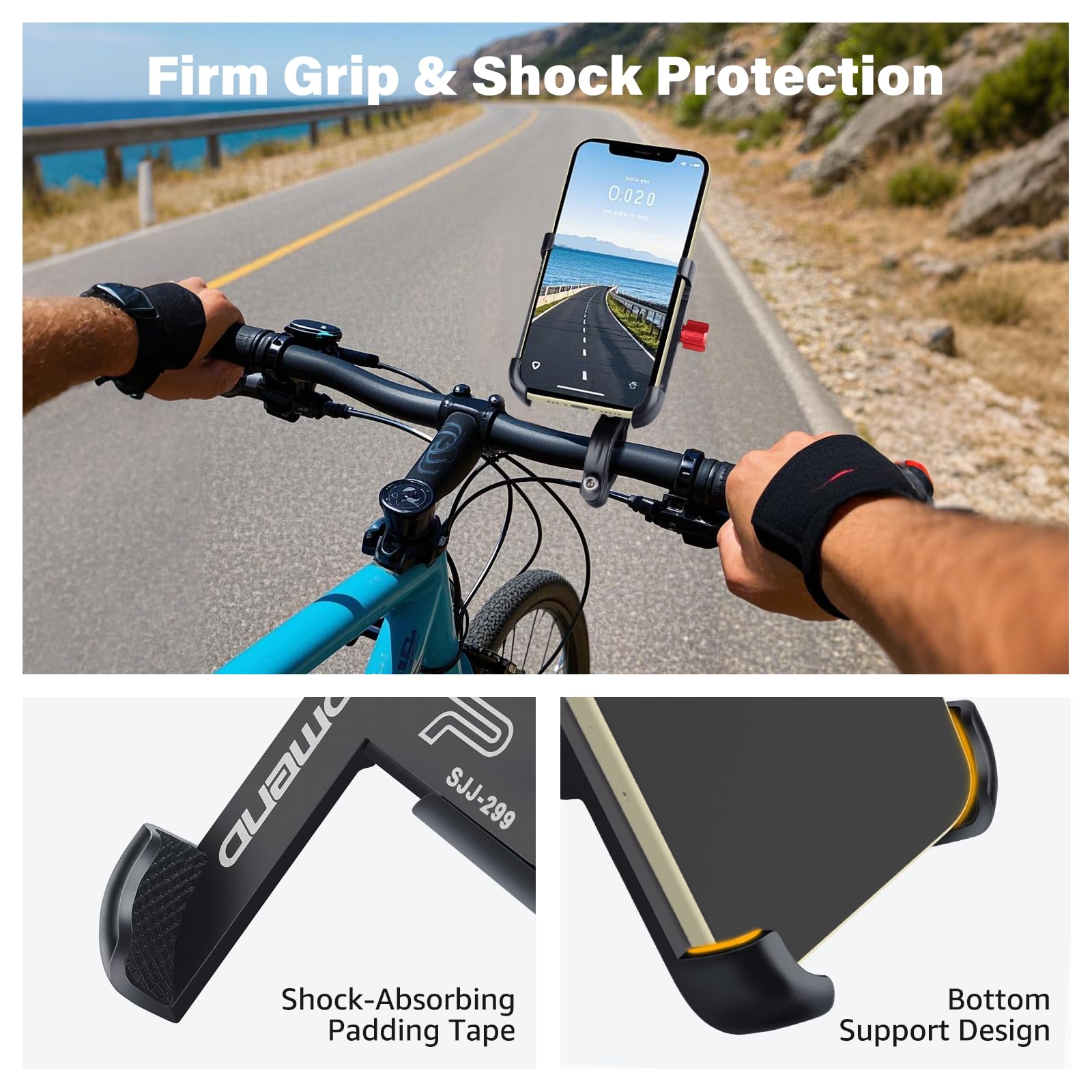 Premium Aluminum Bike Phone Mount - Universal Motorcycle & Bicycle Handlebar Phone Holder for iPhone 16 Pro Max/15/14/13/12 Mini & Samsung Galaxy - Perfect for Cycling, Commuting & Outdoor Adventures