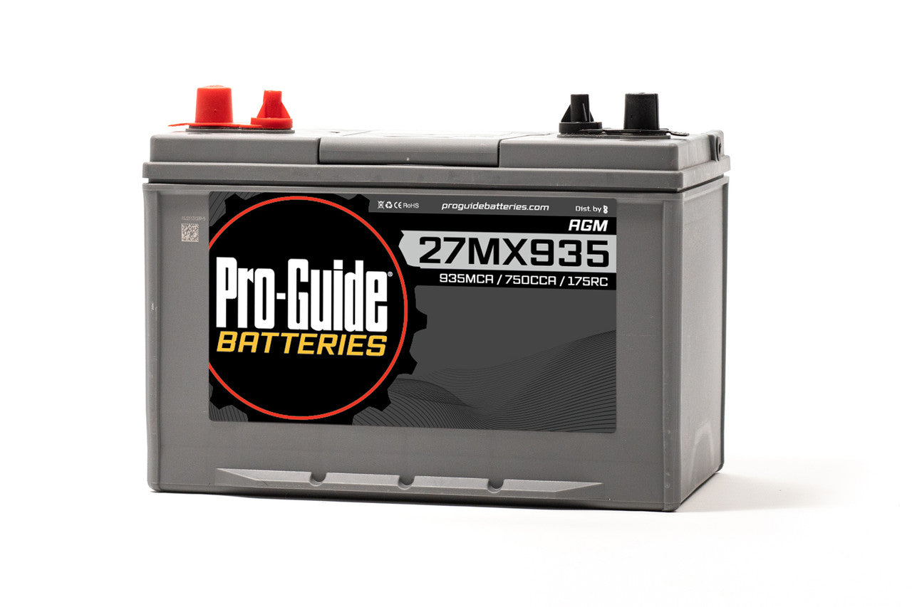 Pro Guide 12V AGM Group 27 Deep Cycle Battery 750CCA - Perfect for Marine, RV, and Solar Power Applications