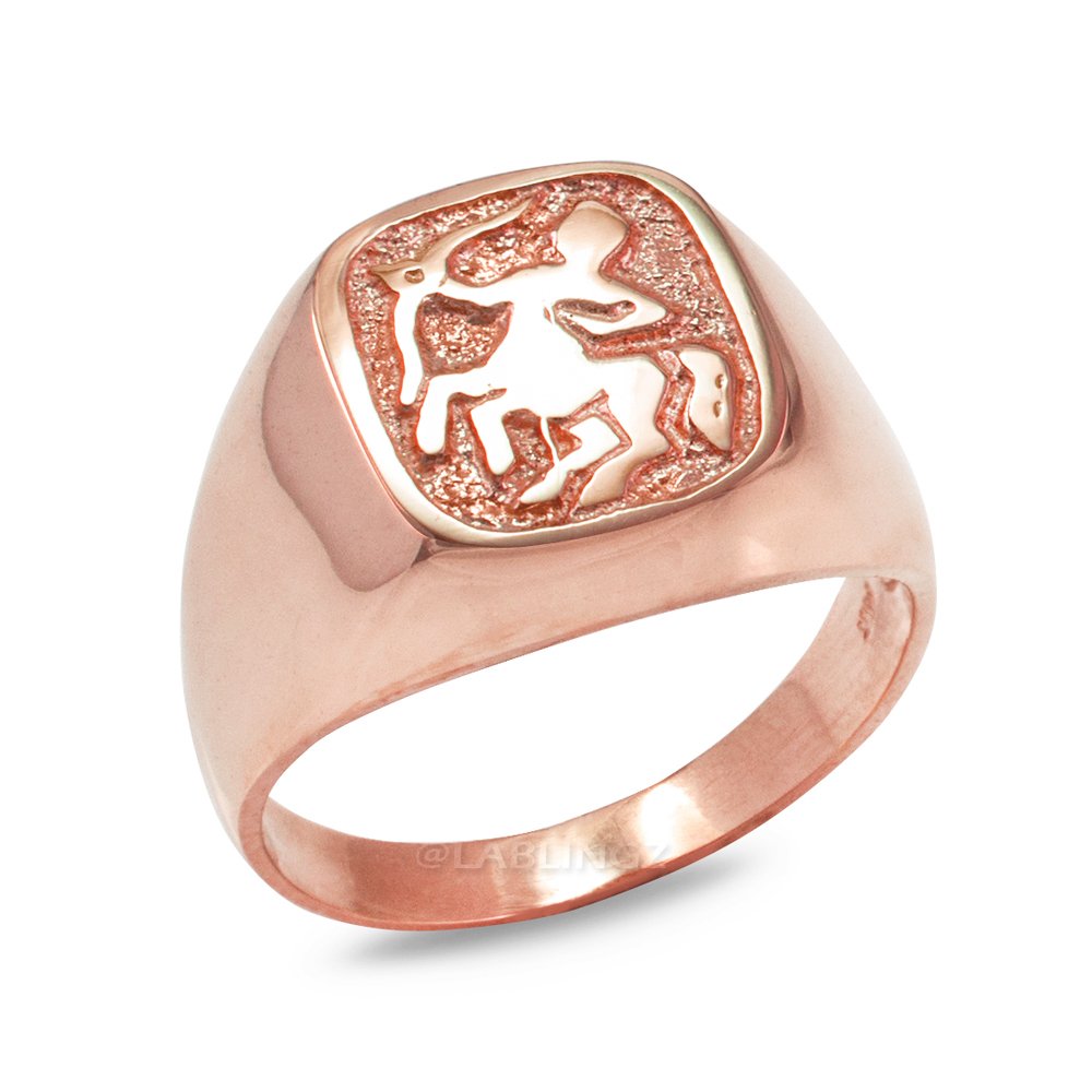 10K Rose Gold Sagittarius Zodiac Ring for Men - Elegant Horoscope Jewelry Gift for Birthday, Anniversary & Special Occasions | Perfect for Astrology Lovers & Zodiac Sign Fashion Accessories
