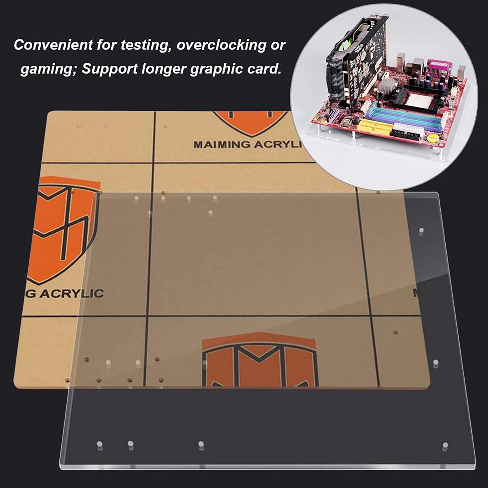 Transparent Acrylic Open Frame Computer Case Stand - DIY ATX Motherboard Base for Custom PC Builds | Perfect for Gaming Rigs, Workstations & Home Office Setups