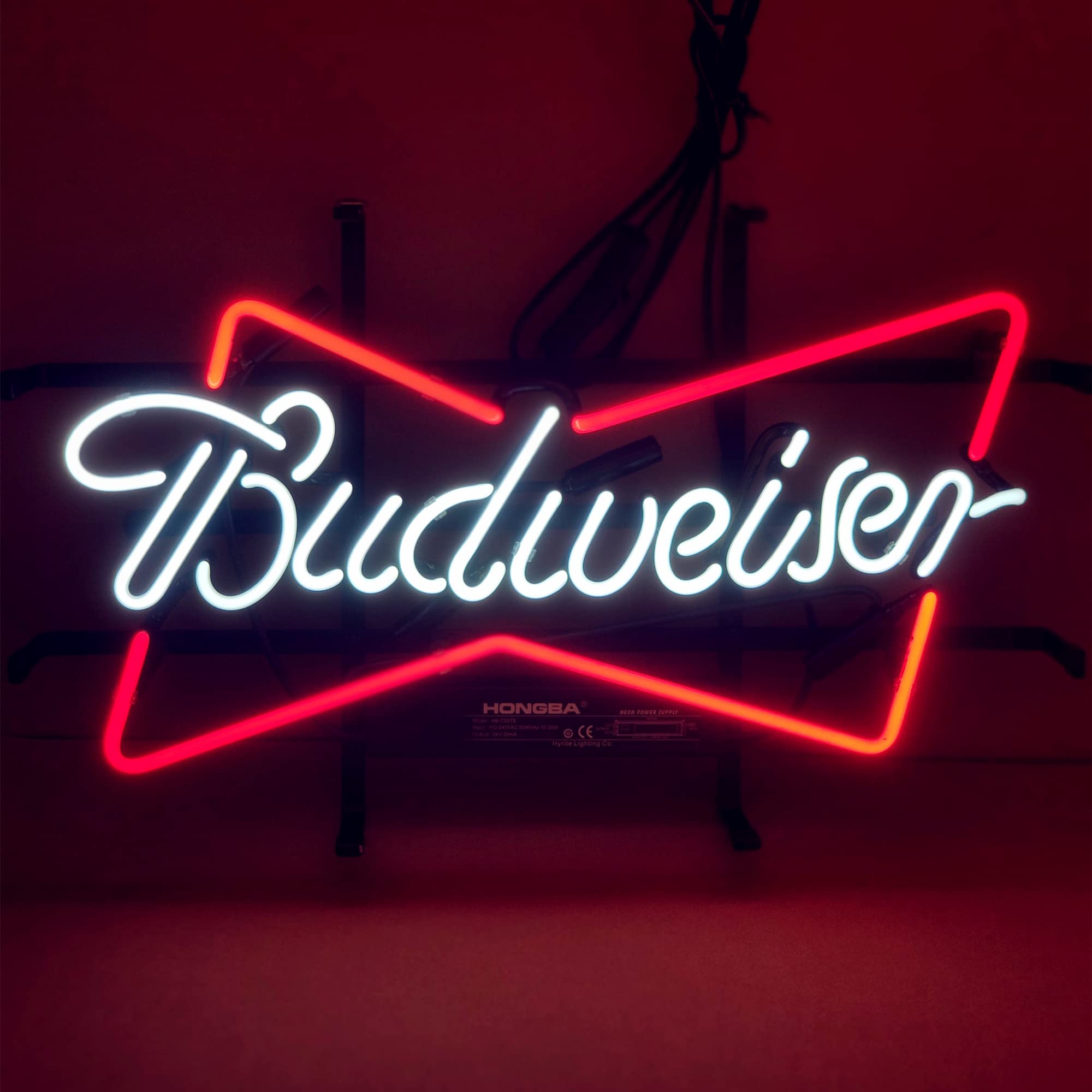 Budweiser Neon Light Sign - Real Glass Custom Beer Bar Sign for Wall Decor, Home, Bedroom & Pub | Perfect for Halloween, Christmas & Party Decorations