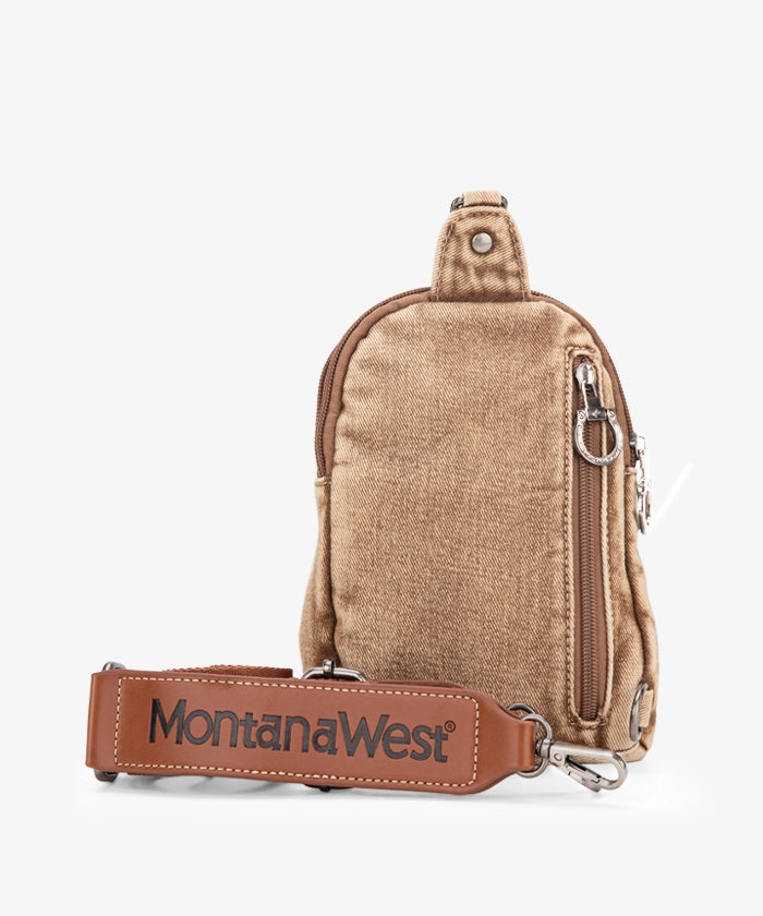 Montana West Aztec Denim Sling Bag for Women - Stylish Crossbody Purse with Adjustable Strap, Perfect for Travel, Shopping & Everyday Use