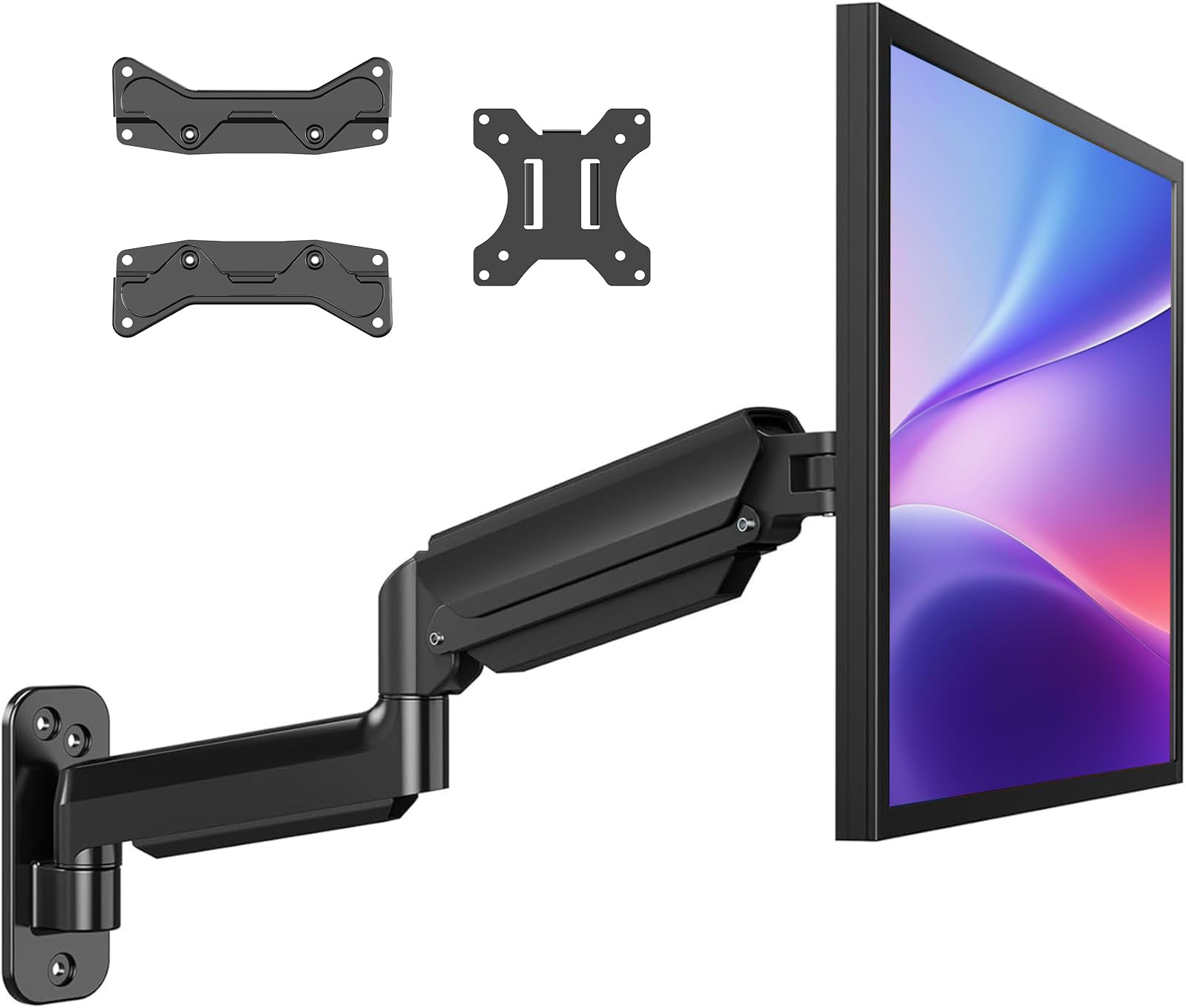 HUANUO Full Motion Gas Spring Monitor Arm for 22-35 Inch Flat/Curved Screens - Heavy Duty VESA Wall Mount Bracket up to 26.4lbs, Height Adjustable 200x200mm - Perfect for Home Office, Gaming Setup & Workspace Ergonomics