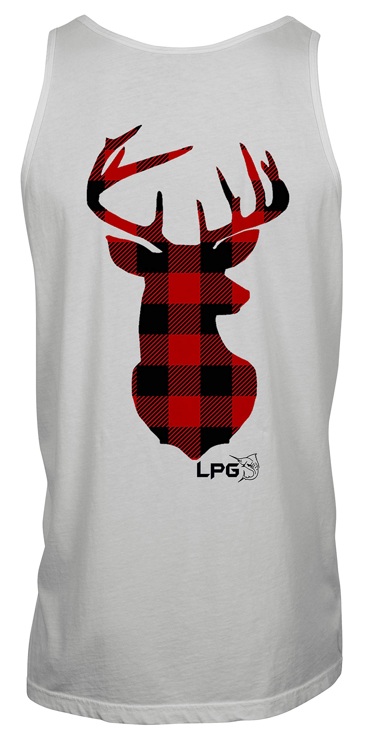 Buffalo Plaid Deer Preppy Tank Top T-Shirt for Women - Stylish White Graphic Tee for Casual Wear, Outdoor Adventures & Preppy Fashion