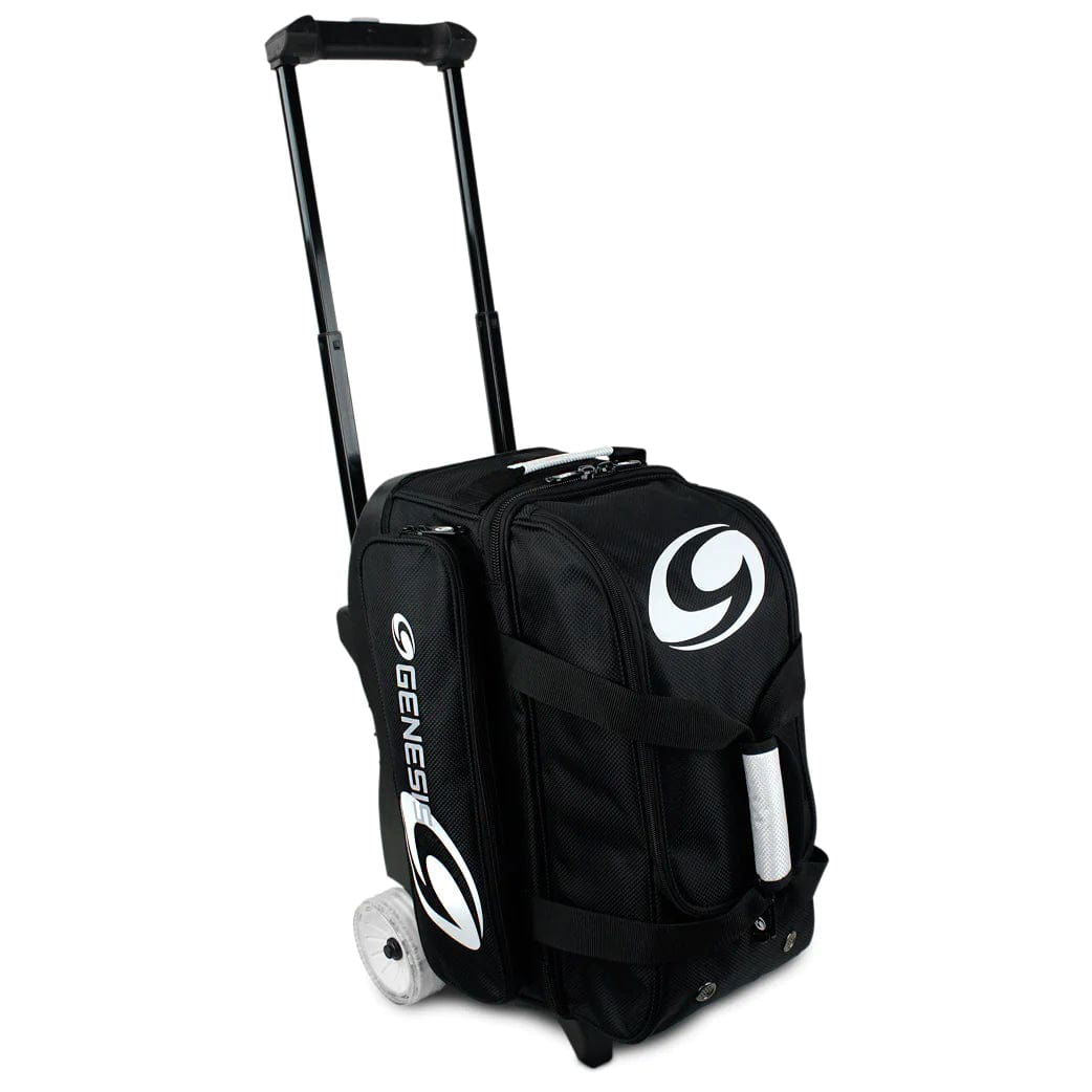 Genesis Sport 2 Ball Roller Bowling Bag - Black | Durable & Lightweight Bowling Ball Carrier for League Play & Tournaments | Perfect for Bowling Enthusiasts & Pro Players