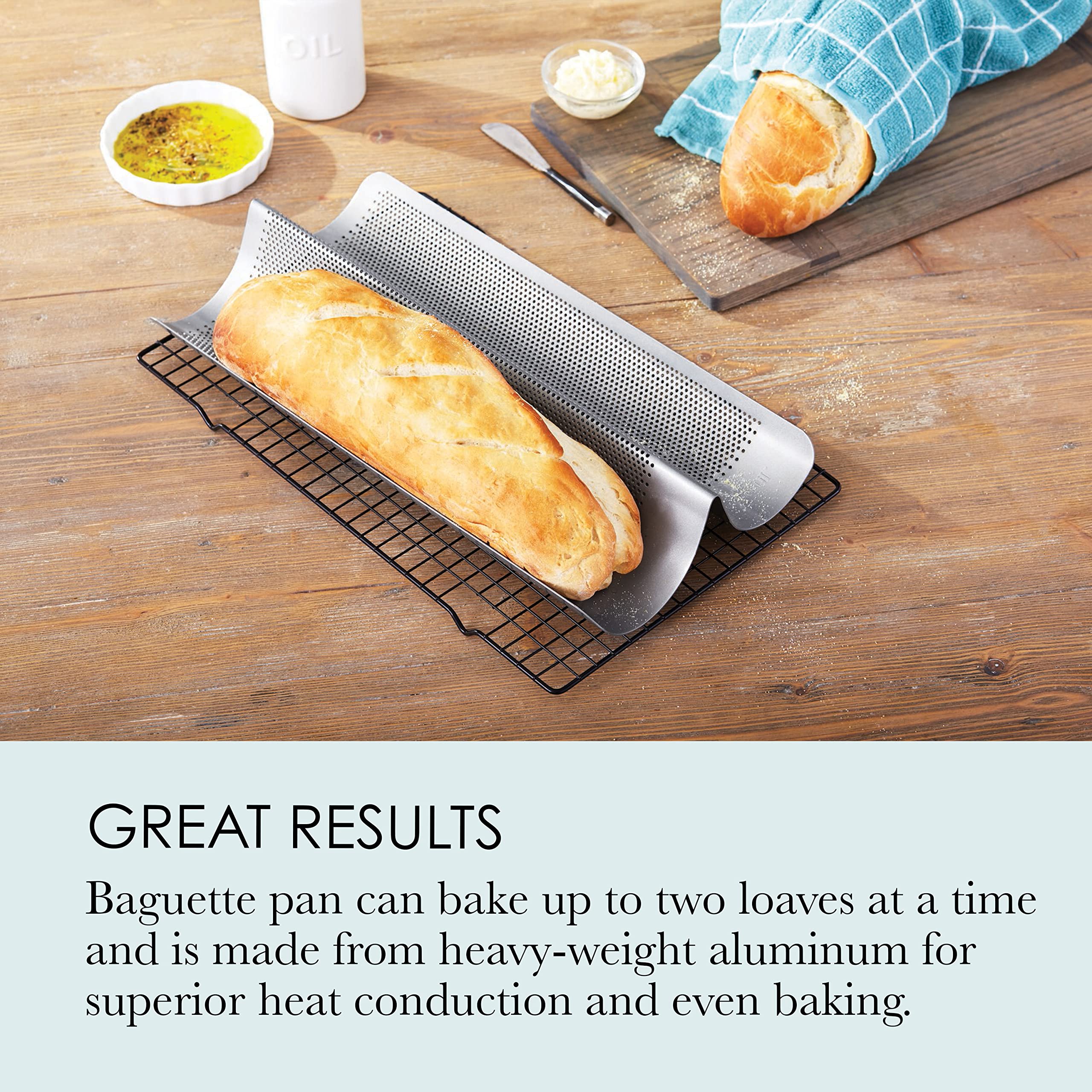 Chicago Metallic Commercial II Non-Stick Perforated French Bread Pan - Professional Baking Sheet for Crispy Golden Crust | Ideal for Home Bakeries, Restaurants & Artisan Bread Making