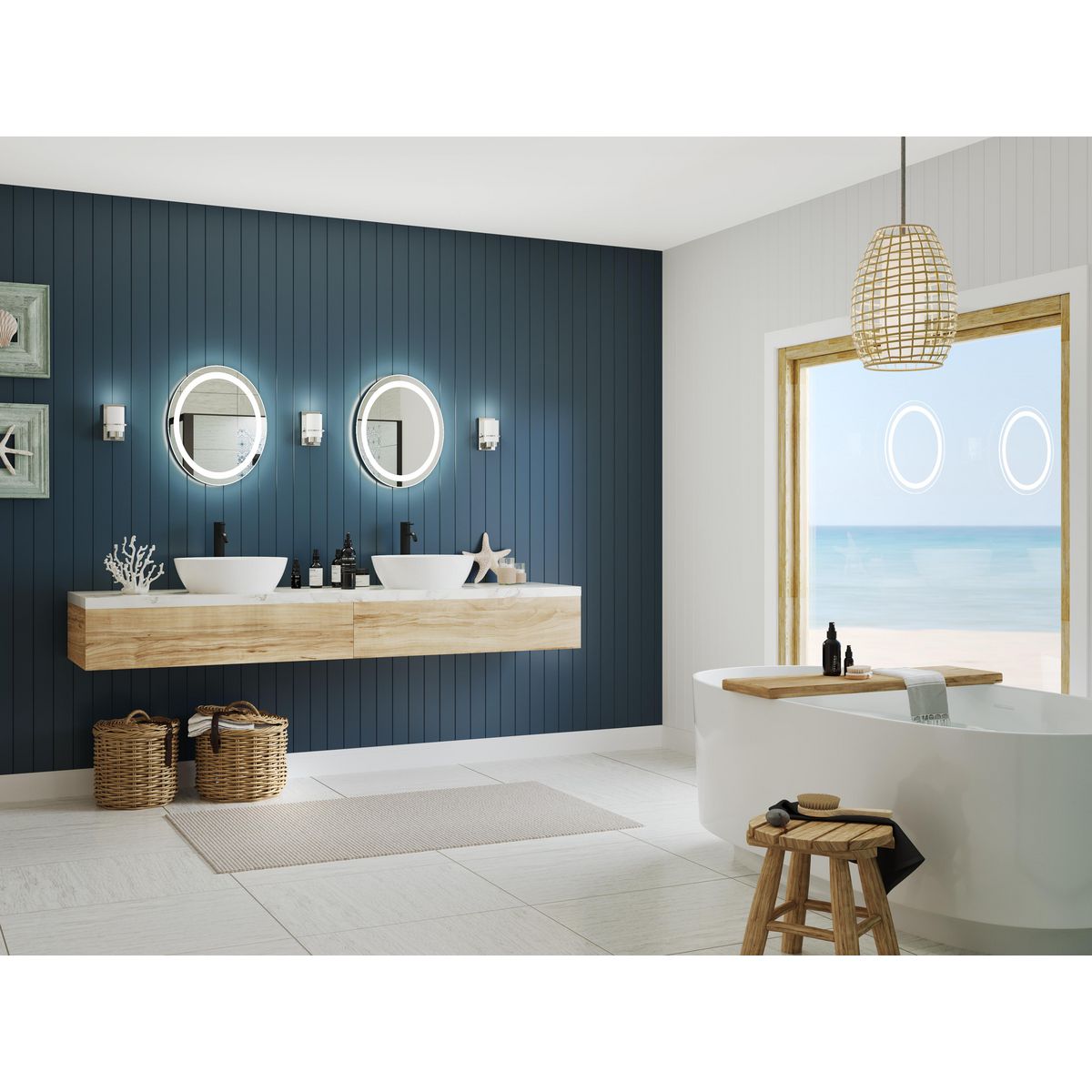 Captarent Collection 22x28 Inch Oval LED Bathroom Mirror with Built-in Lighting - Perfect for Vanity, Makeup, and Modern Bathroom Decor