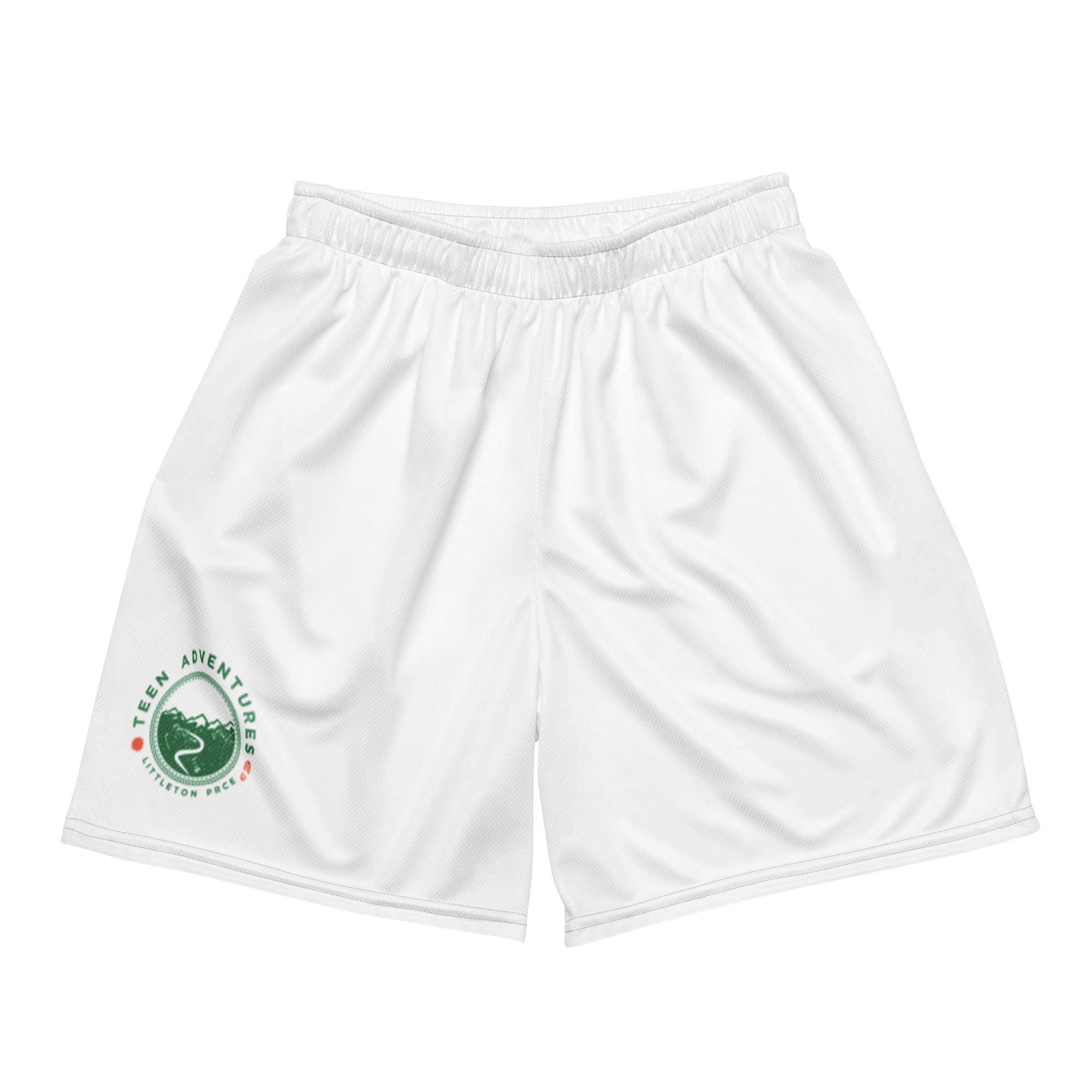 Littleton White Unisex Mesh Shorts for Teens - Lightweight Breathable Athletic Shorts for Running, Gym Workouts & Outdoor Adventures