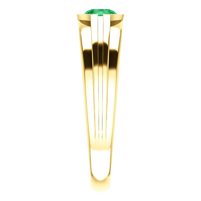 14KT Gold 0.42 Carat Emerald Solitaire Ring for Men - Elegant Bezel Set Wedding Band, Anniversary Gift, or Special Occasion Jewelry
