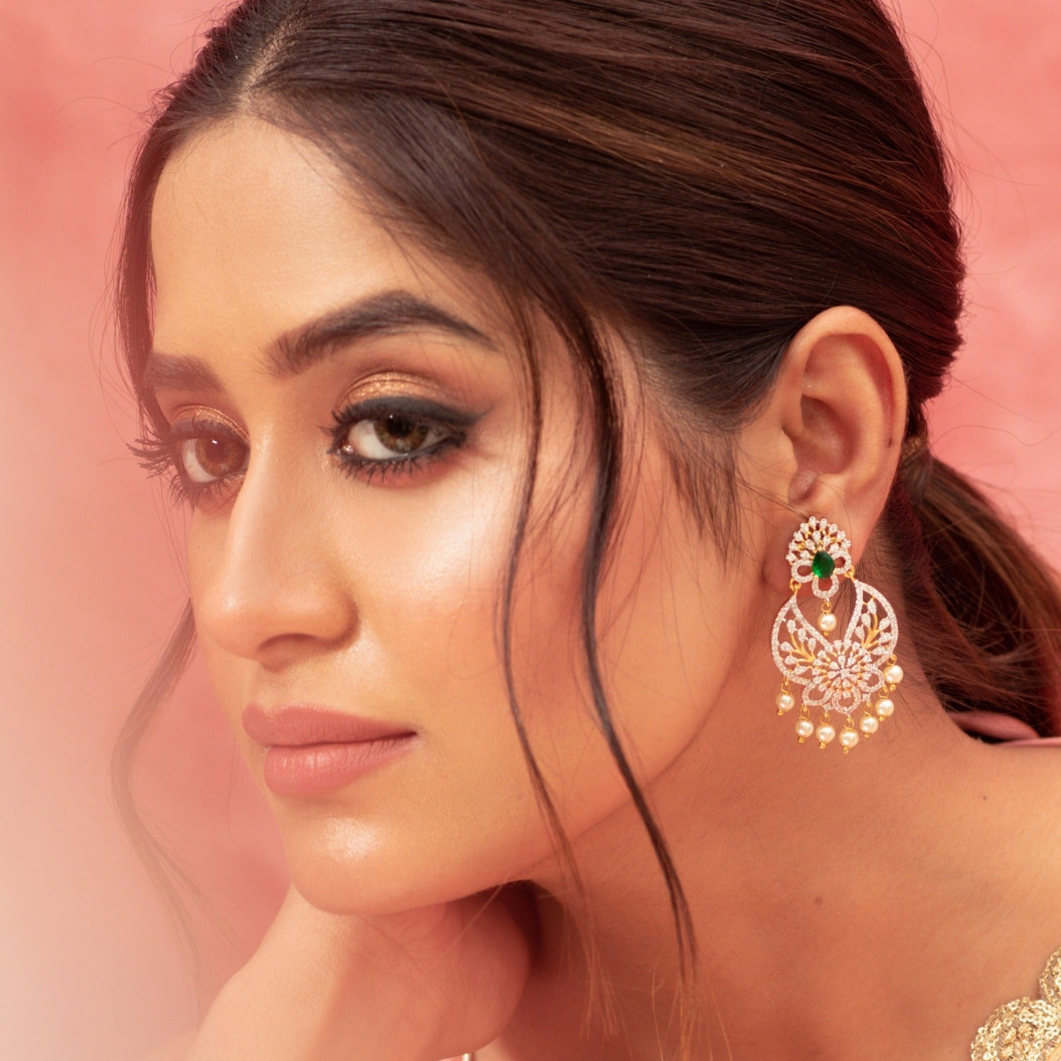 Cecilia Nakshatra CZ Chandbali Earrings for Women - Elegant Cubic Zirconia Indian Bridal Jewelry - Perfect for Weddings, Parties & Festive Occasions