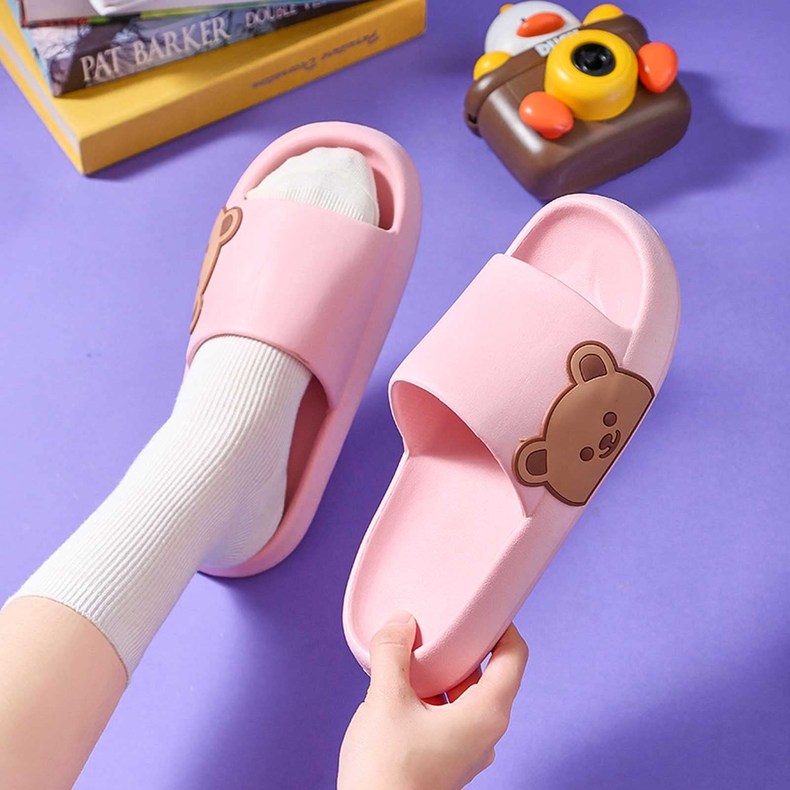 NIBESSER Summer Slippers for Women and Men - Cloud Comfort Thick Sole Sandals with Non-Slip Design - Cute Bear Slippers for Home, Beach, Pool, and Indoor Use - Breathable and Comfortable House Shoes