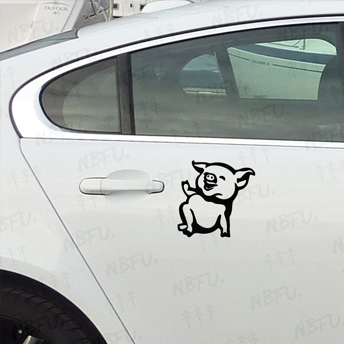 Premium Waterproof Vinyl Decal Stickers - Cute Pig Design (Set of 2, Black) for Laptop, Phone, Helmet, Car Window, Bumper, Mug, Cup, Door & Wall Decoration - Perfect for DIY Home Decor, Office Accessories, and Gift Giving