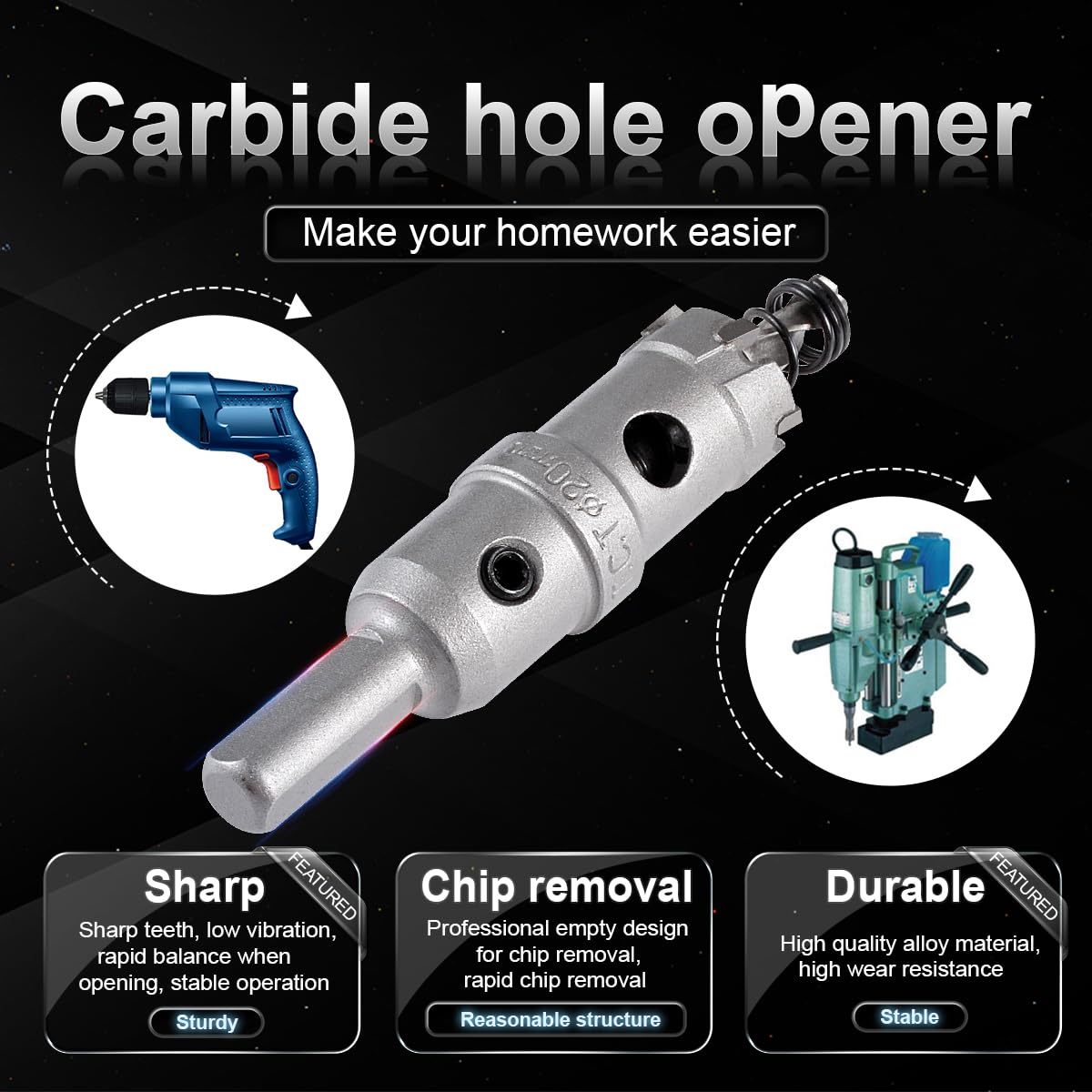 KATUR 20mm Tungsten Carbide Tipped Hole Saw Set - Professional TCT Drill Bit for Cutting Stainless Steel, Metal Sheets & Hard Materials - Perfect for Plumbing, HVAC & Metal Fabrication Projects